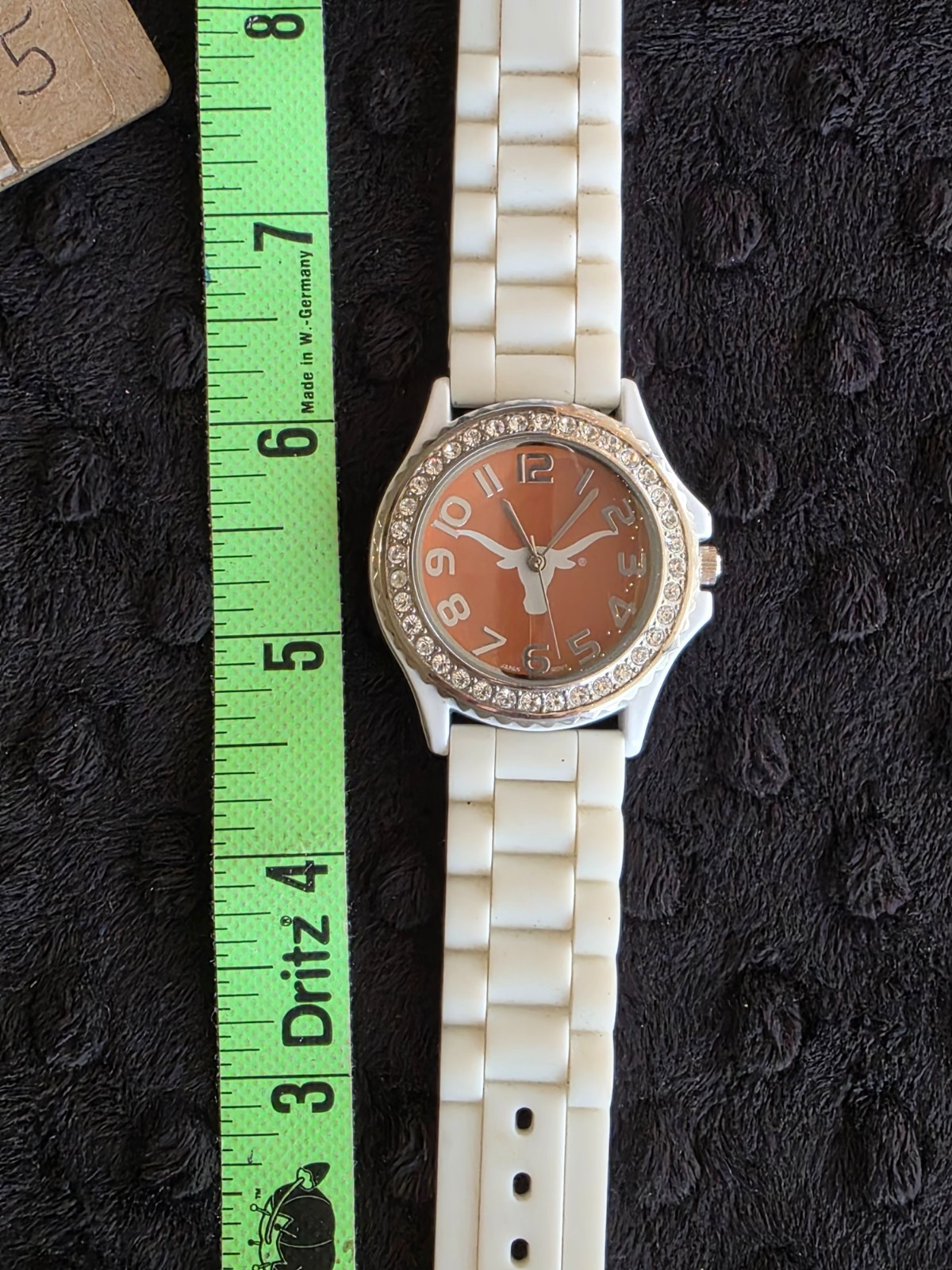 Item #W95 University of Texas white silicone band 1.5 in face Watch