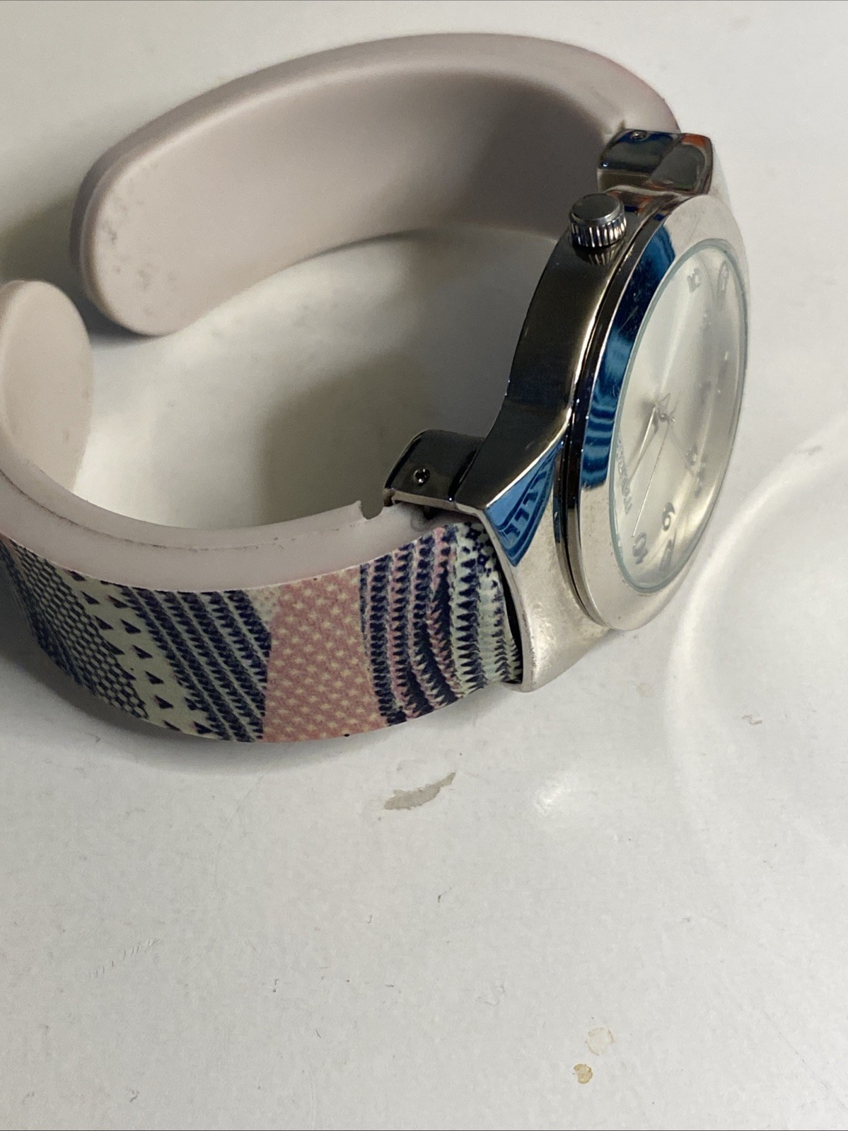 Maurices 34MM Silver Dial Multicolor Band Case Cuff Women Watch New Battery