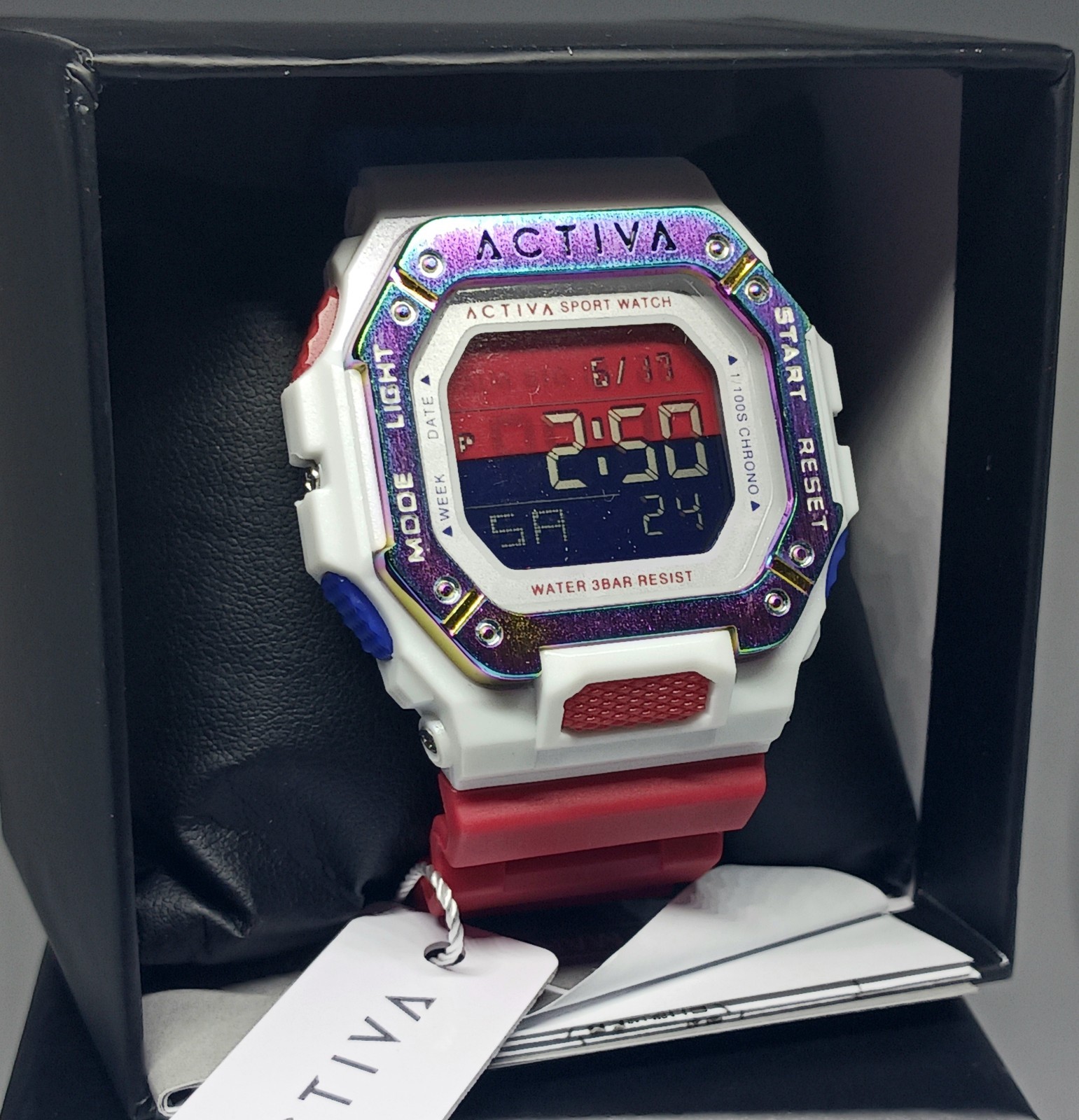 New Invicta Activa X Men’s Digital Edge Watch 44mm Red White & Blue ACW8059-004