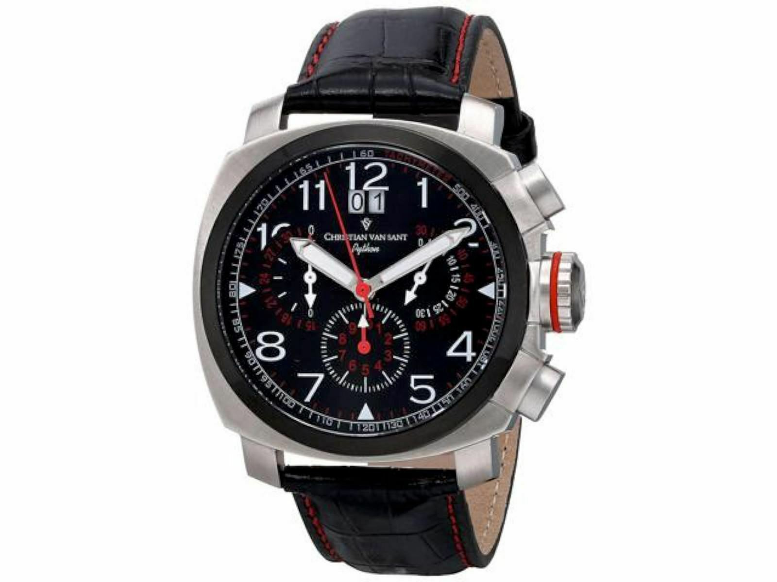 NEW Christian Van Sant CV3AU1 Men’s Grand Python Chrono Silver/Black Watch 100m