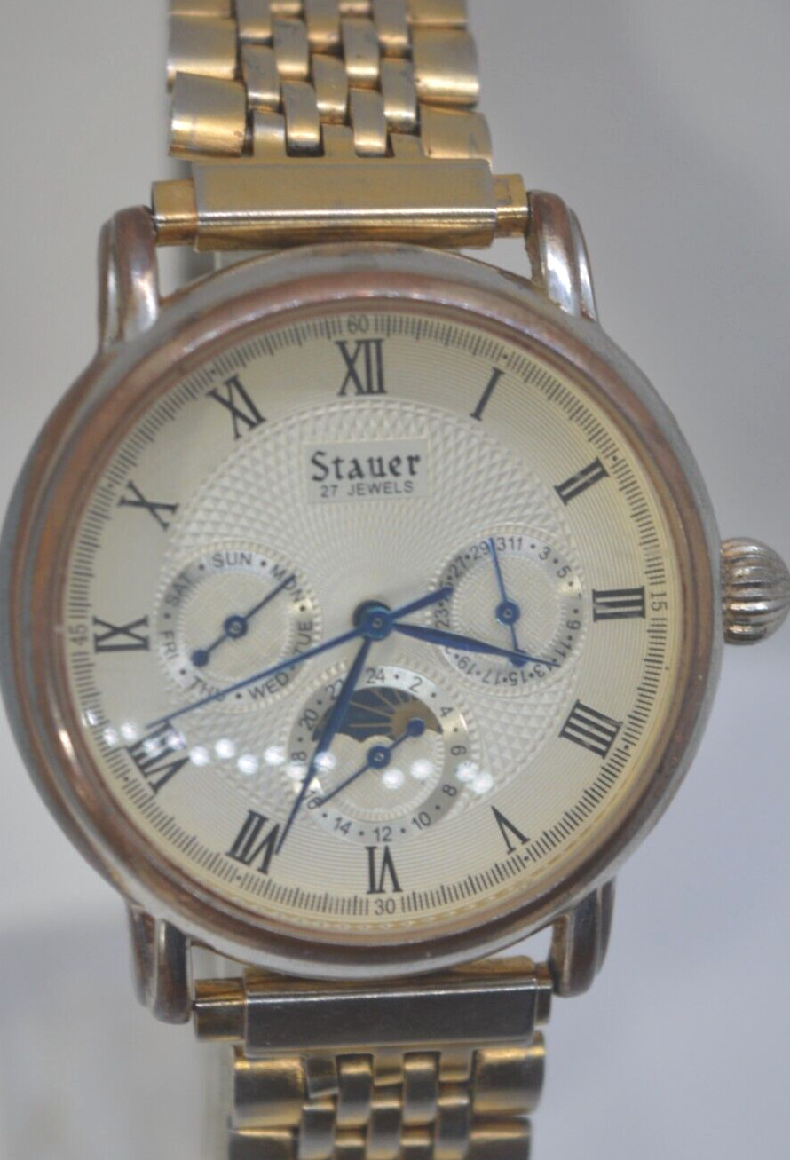 Stauer 20193 Men’s 27 Jewels SKELETON Automatic watch Runs good GUARANTEED