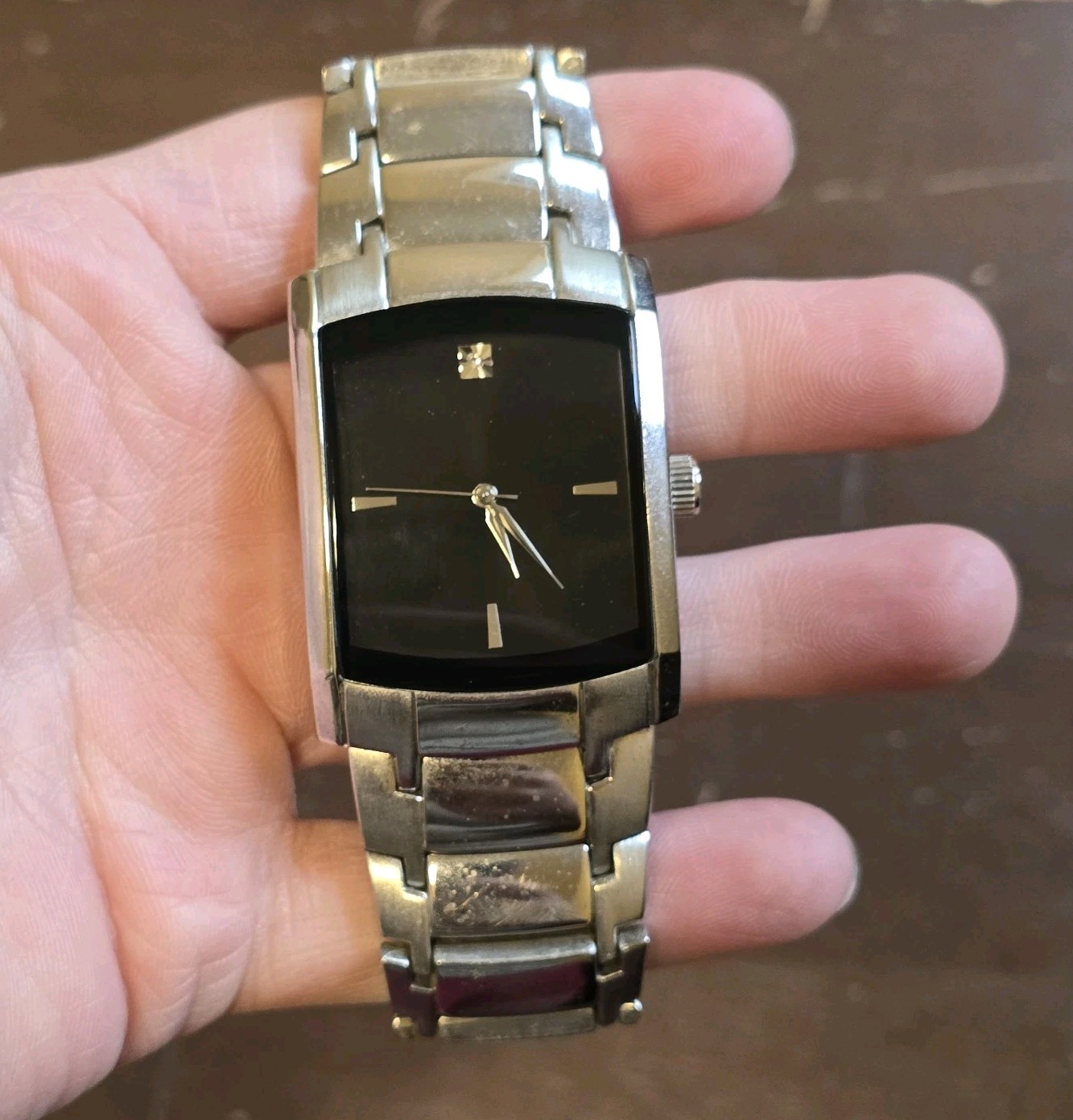 Vtg FMD Quartz Tank Watch Men FMDPU012 Silver Rectangular Sleek Y2K Streetwear