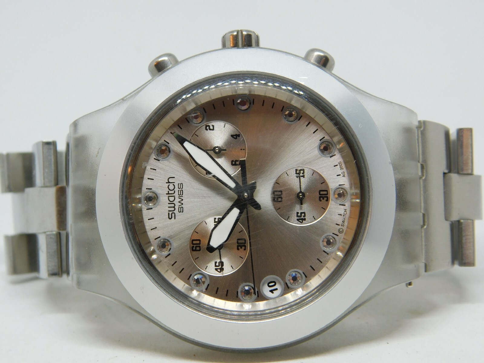 Swatch Irony Swiss Made Chronograph Quartz Men’s Watch Sz. 6 1/2″ New Battery