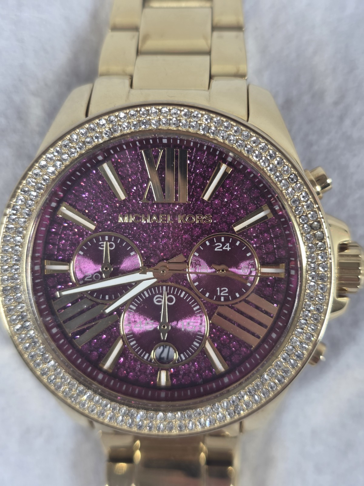 Michael Kors Women’s Wren Chronograph Pink Crystal Pave Stainless Steel Watch