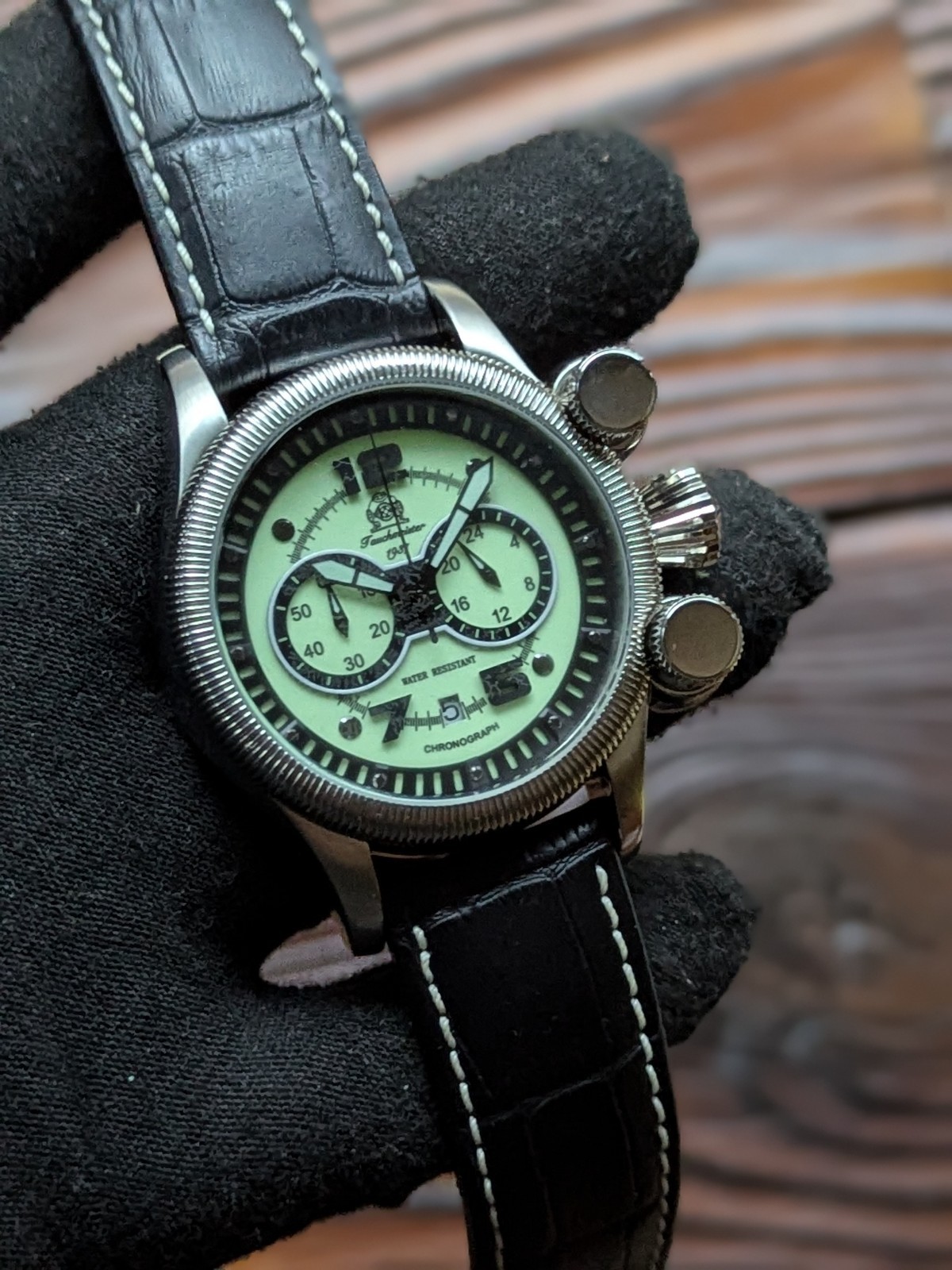 Tauchmeister New OldStock T0217 Chronograph Full Lume Dial Oversized Top Pushers
