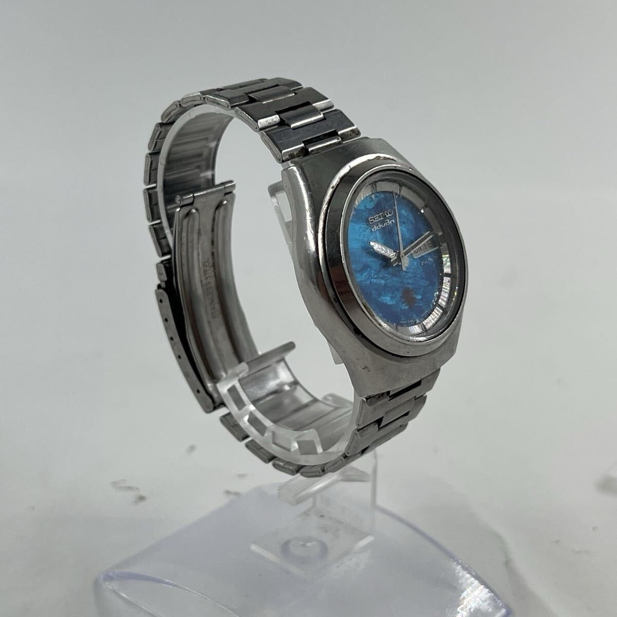 Vintage Seiko Advan 7039-7020 Blue Mosaic Dial Automatic Day Date Original