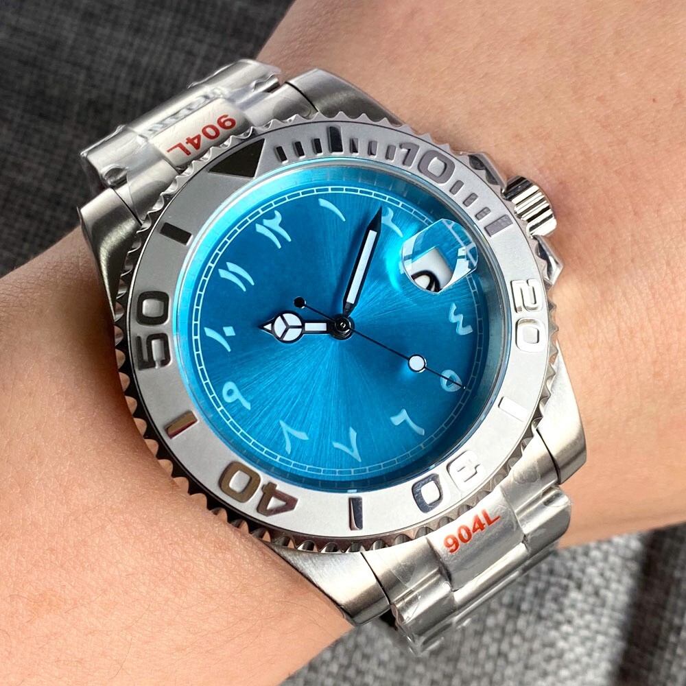 BLIGER Blue NH35A Movement 40MM SUB Case Men Watch Arabic Numbers Ceramic Insert