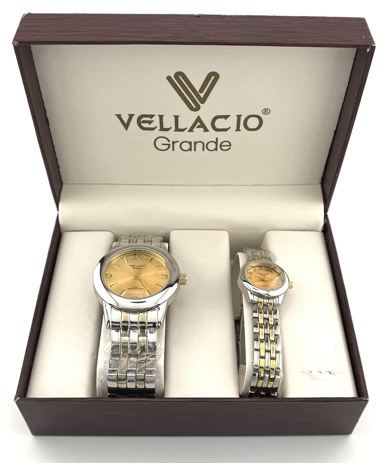 Vellacio Grande Matching Watch Set Gold Tone Silver Tone w Box