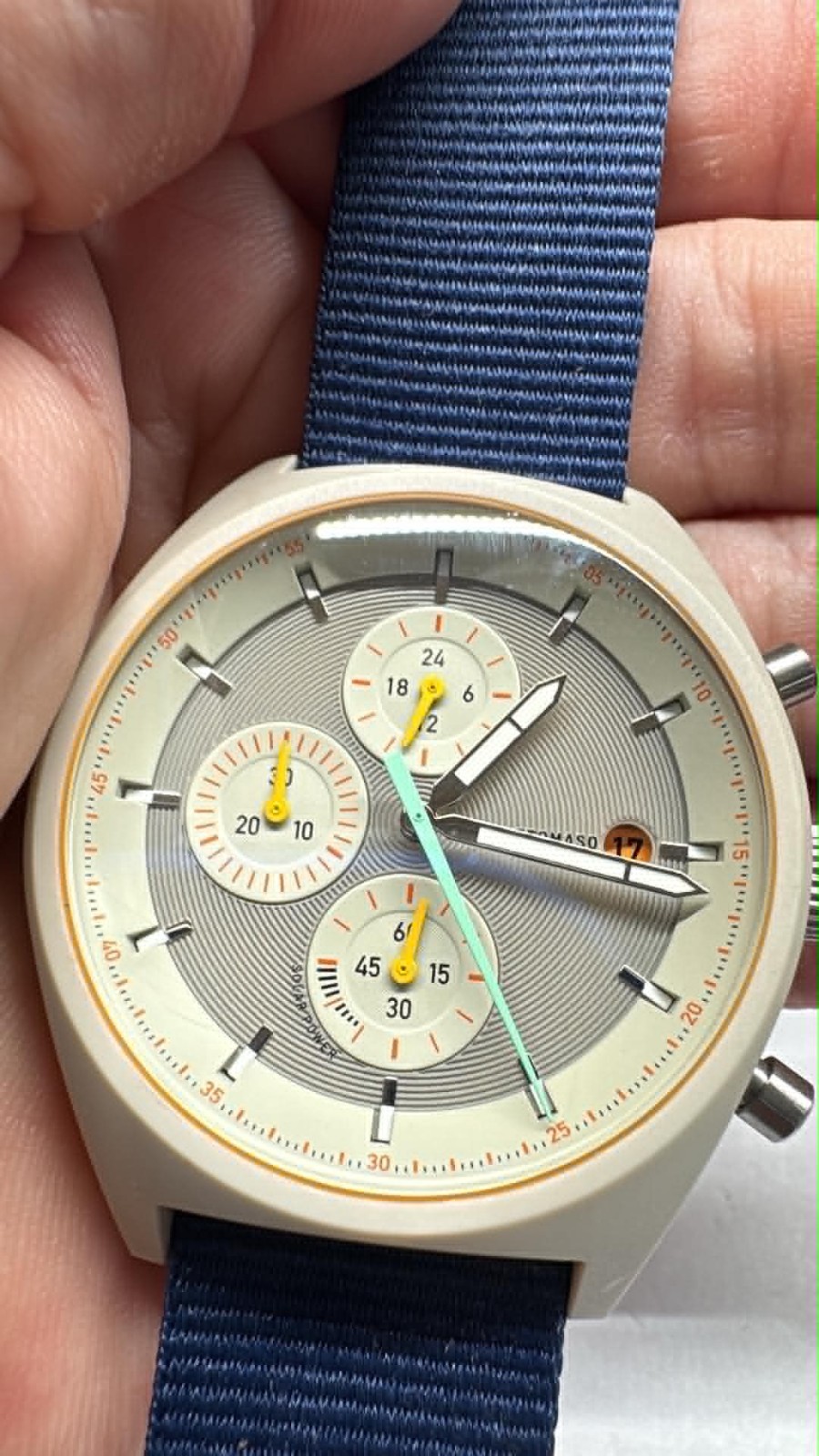NEW Mens 44mm Detomaso SOLAR Chrono Resin watch D17-02 B2410 (A40)