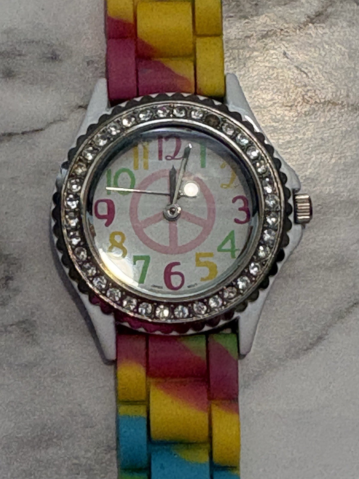 Lot of 2 Colorful Peace Sign and Tye Dye Butterfly Kids/Teens Watches