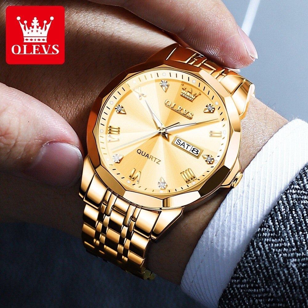 Waterproof Quartz OLEVS Watch Luxury Luminous Stainless Steel Men’s Business Men