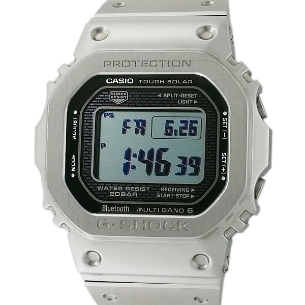 CASIO G-SHOCK GMW-B5000D-1JF 34.6mm Used Watch Solar Men Silver Digital Display