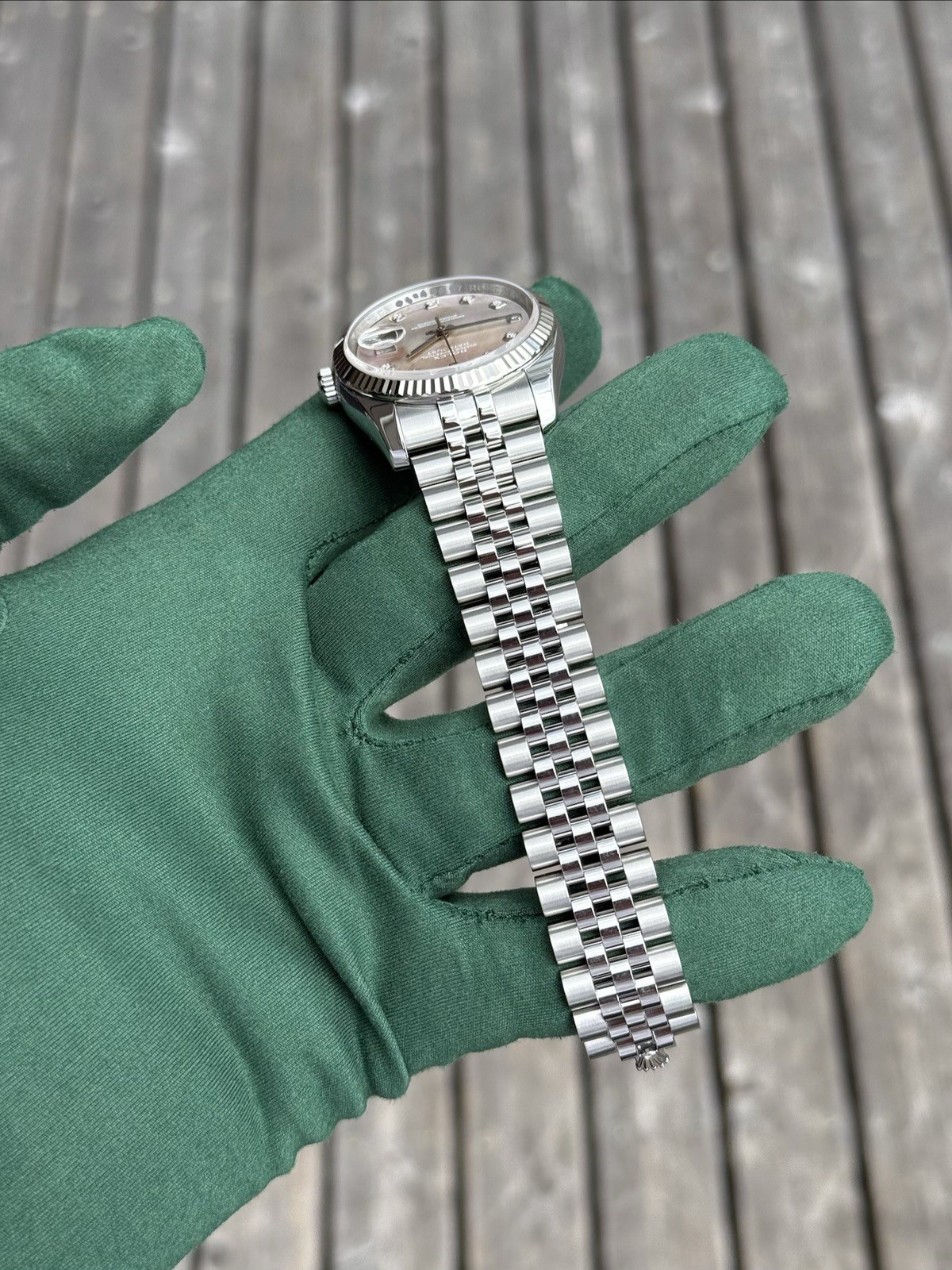 2011 Rolex Datejust 36mm Steel Jubilee Factory Diamond Tahitian MOP Dial 116234