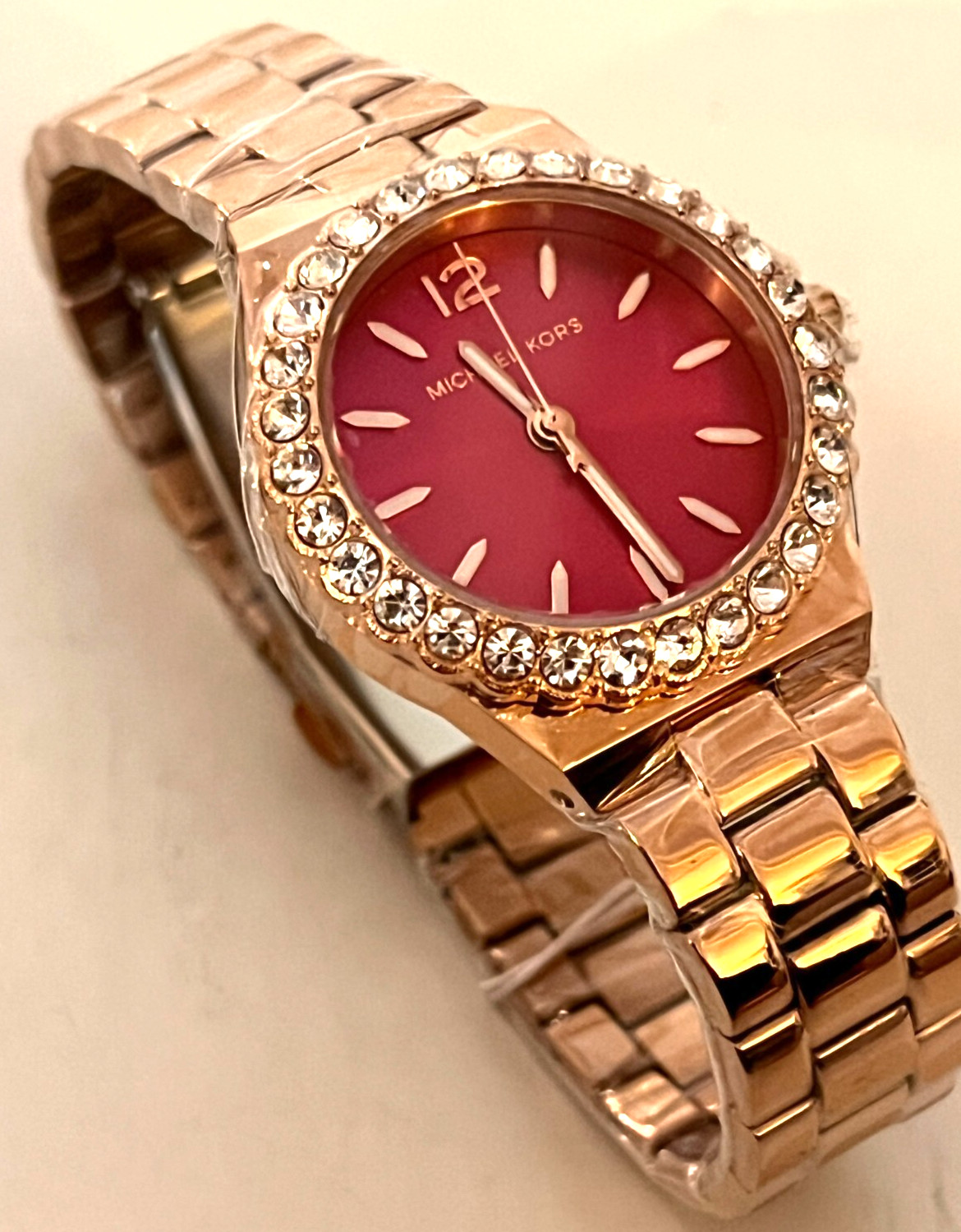 Michael Kors MK7396 Lennox Analog Pink Dial Rose Gold-Tone Watch BNWT G/Box $275