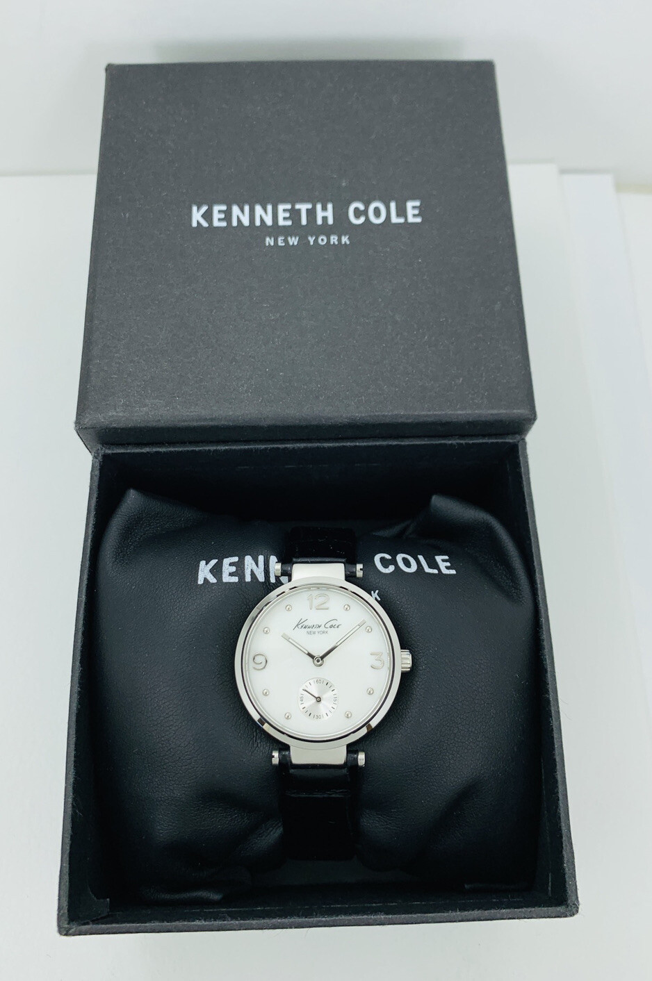 Kenneth Cole KC2568 Sleek ladies MOP Dial Stainless Steel Black Leather Watch