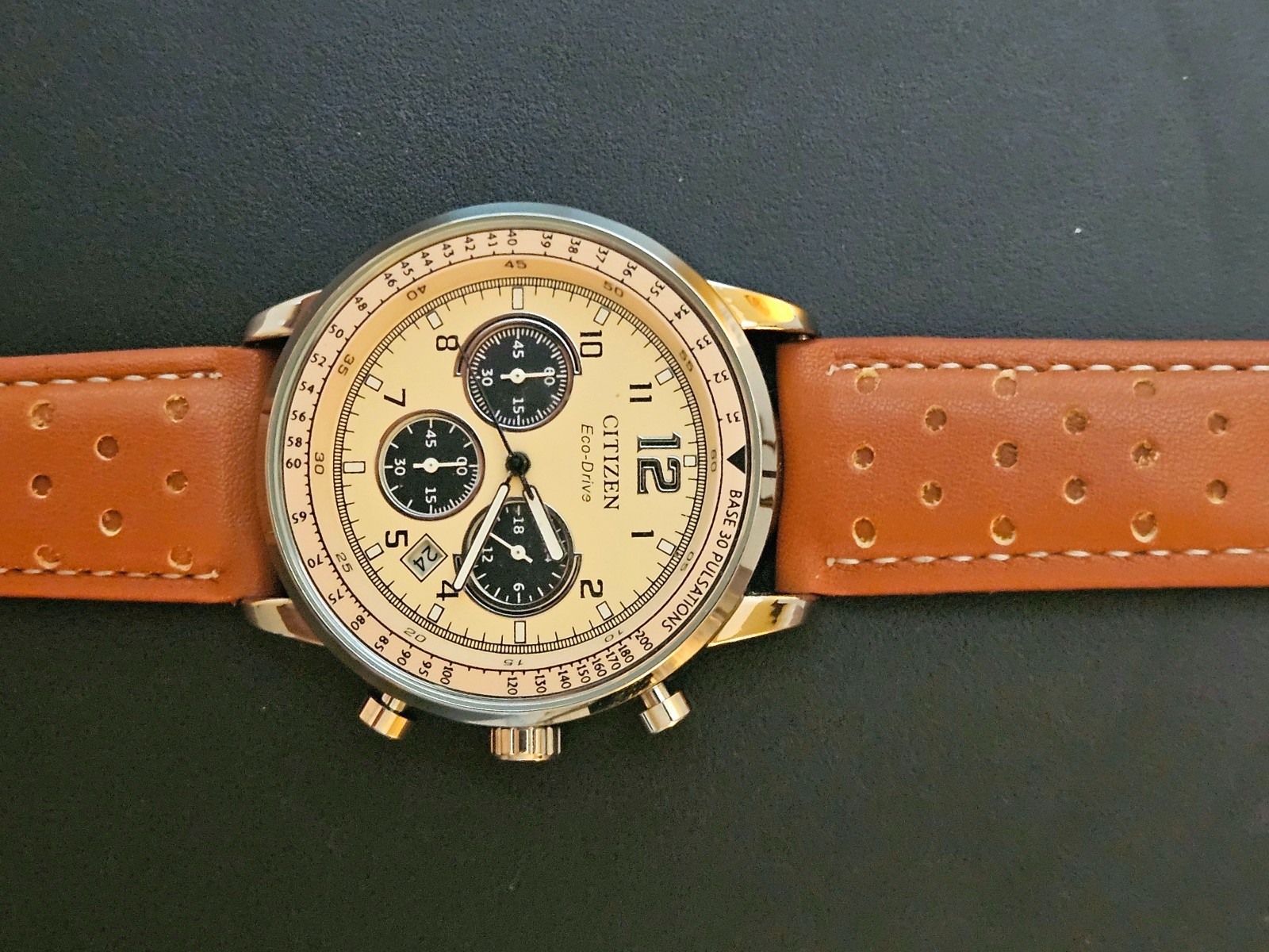 New Citizen CA4500-08X Eco-Drive Weekender Chrono Stainless Leather Quartz Watch