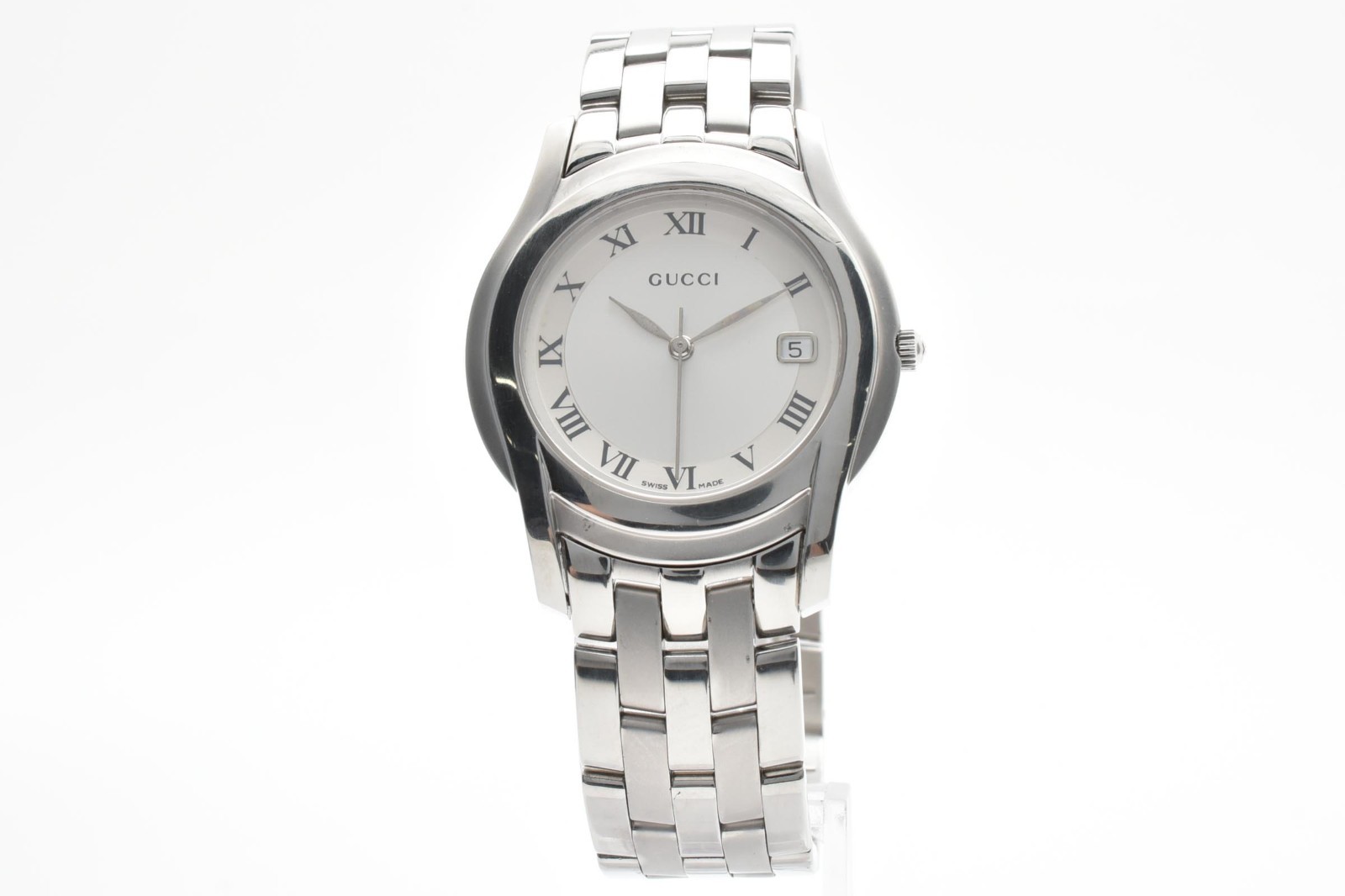 Vintage [Near MINT] GUCCI 5500M Quartz Silver Dial Date Men’s Japan New Battery