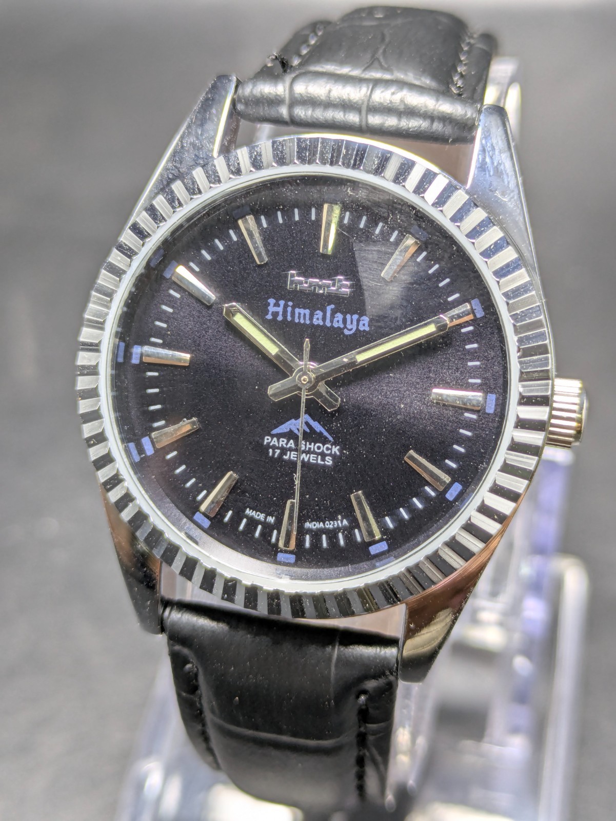 vintage HMT HIMALAYA manual winding 17 jewels black dial men’s watch