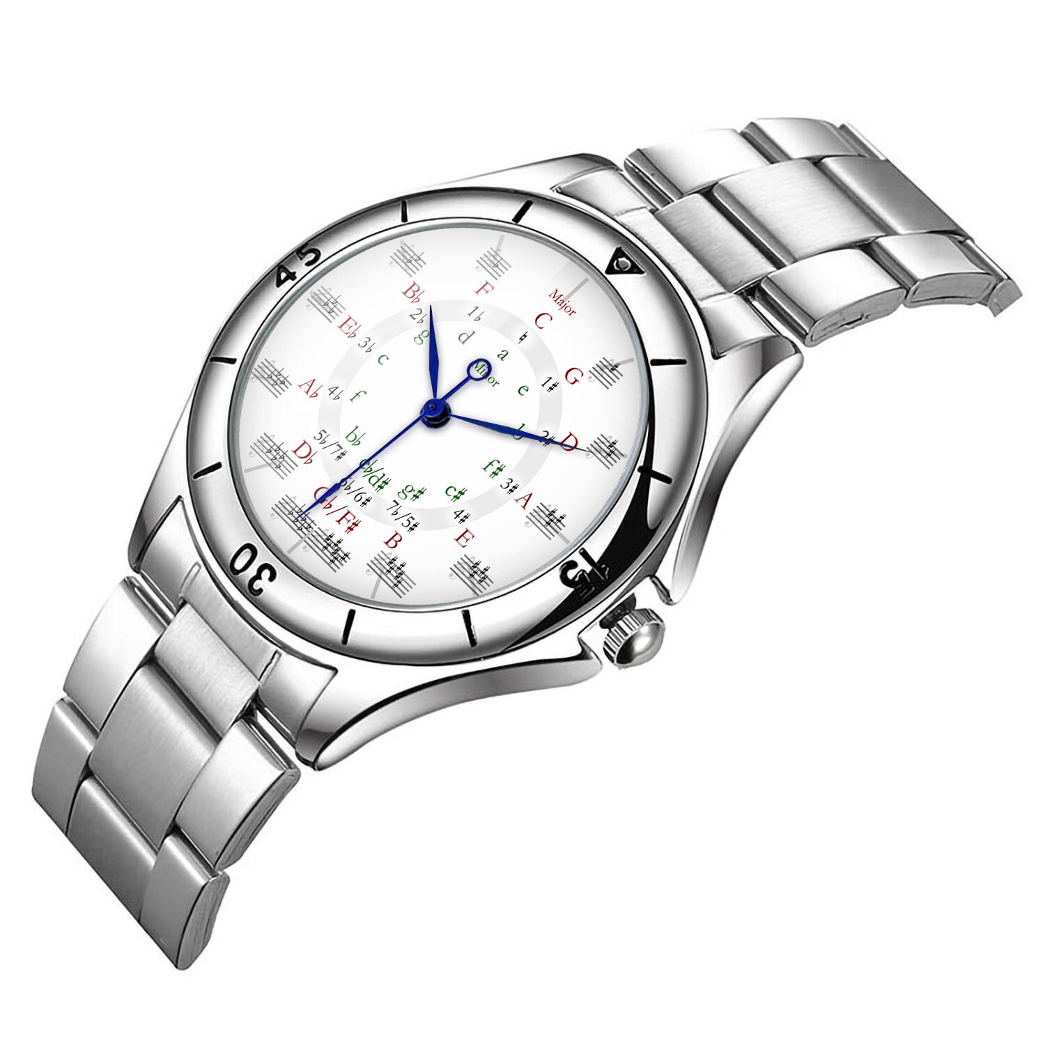 Circle of Fifths Metal Watch | Gift for Music Lovers | Musical Major Minor Keys