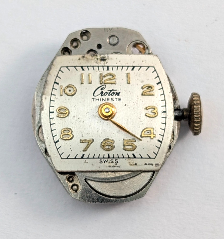 Vintage CROTON Thineste 765 T3H 17j 15mm Mechanical Watch Movement PARTS REPAIR