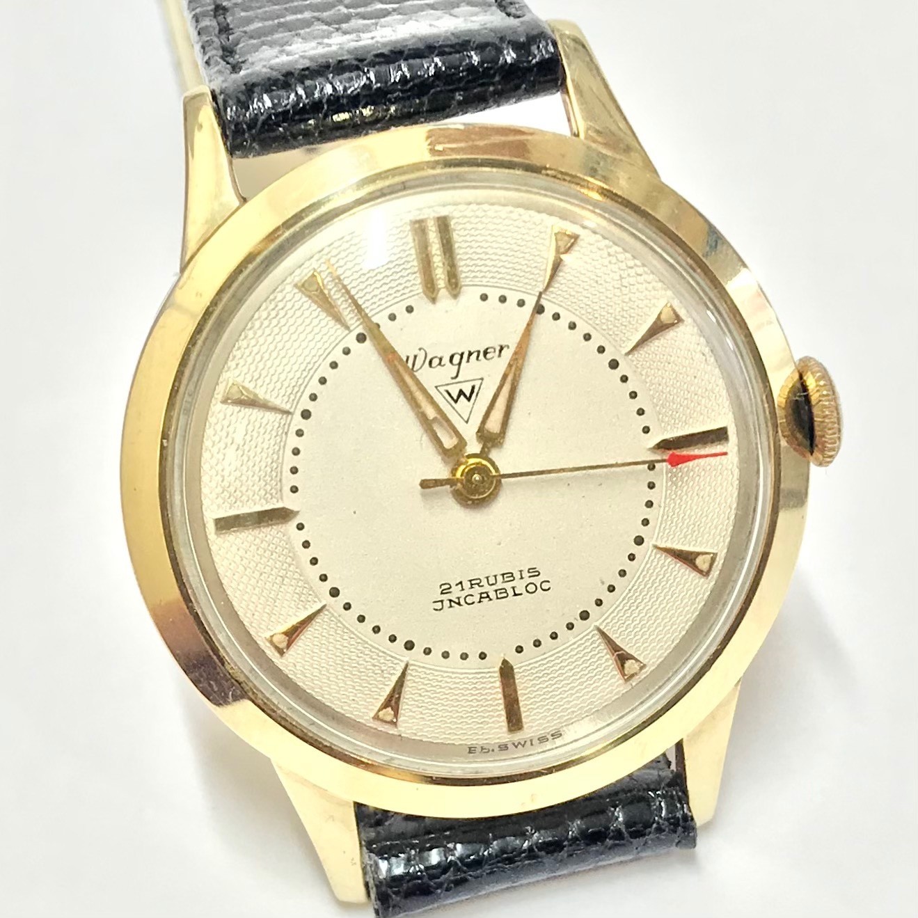 Wagner 21 Rubis Incabloc gold watch 585 Swiss vintage classic 14K 32 mm