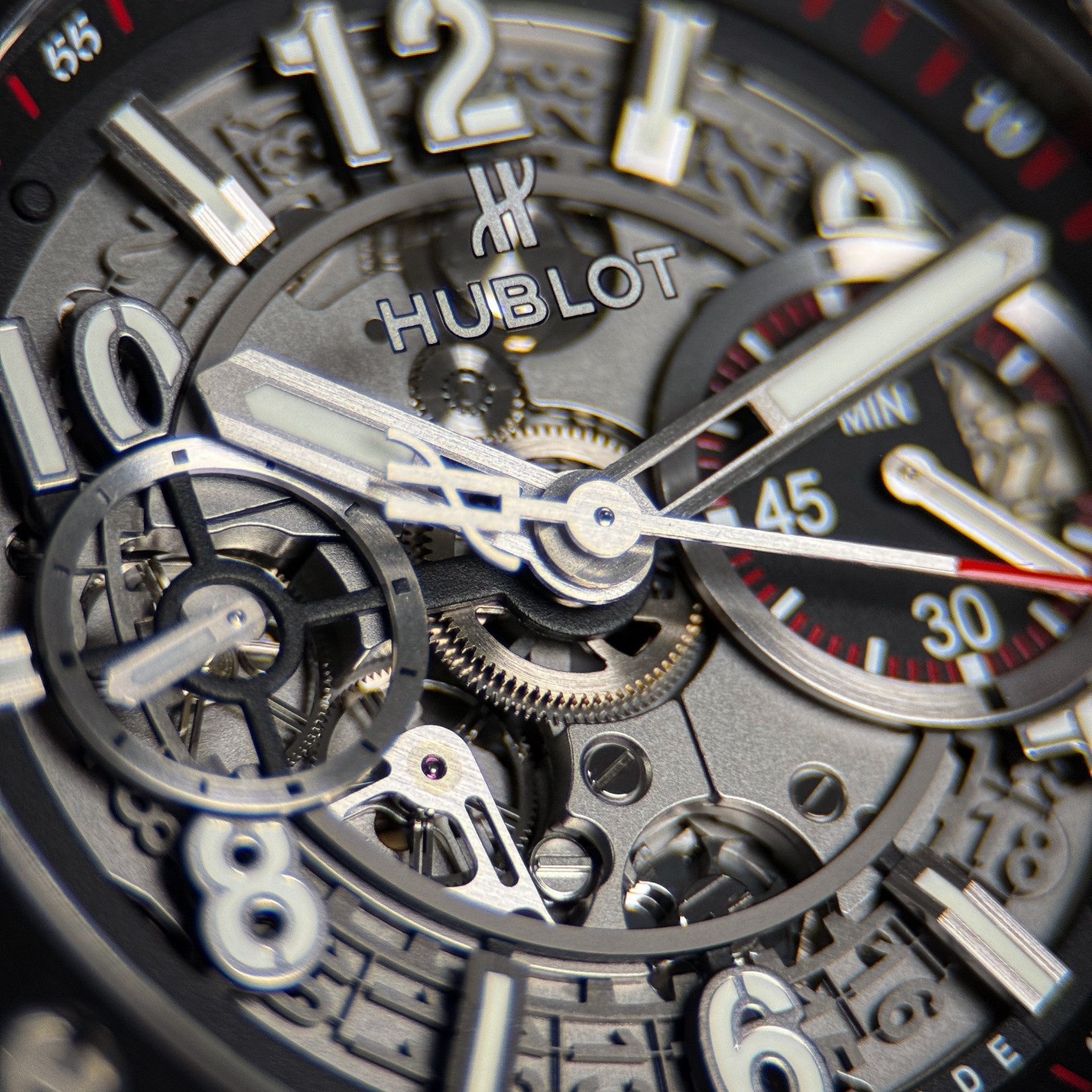 Hublot Big Bang Unico 45mm Titanium Ceramic Skeleton 411.NM.1170.RX Full Set
