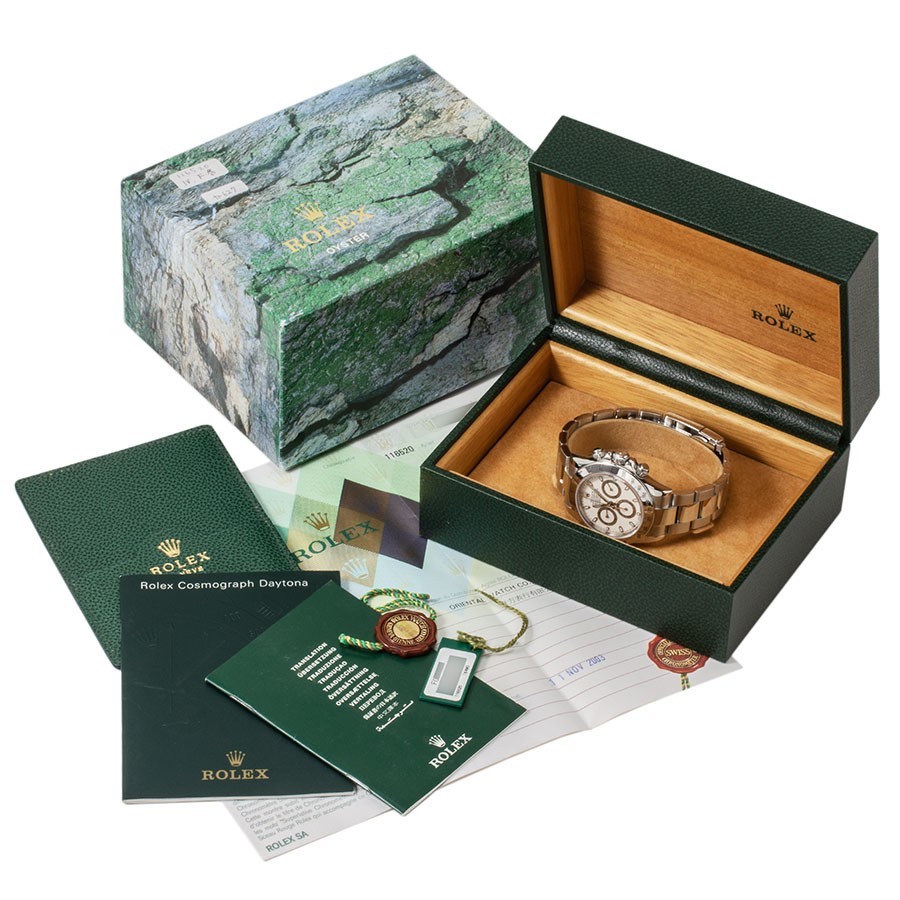 Rolex Daytona 116520 Cream White Dial F Serial Box Papers Mens Watch