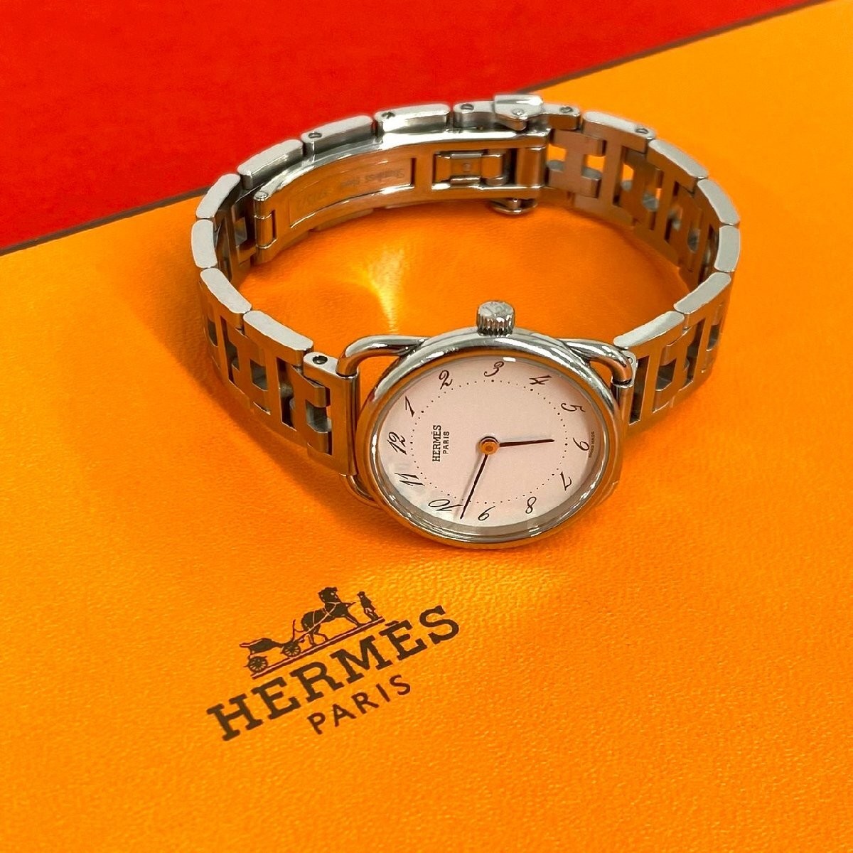 Excellent Working Condition HERMES Vintage Arceau Stainless Steel Quartz Watch