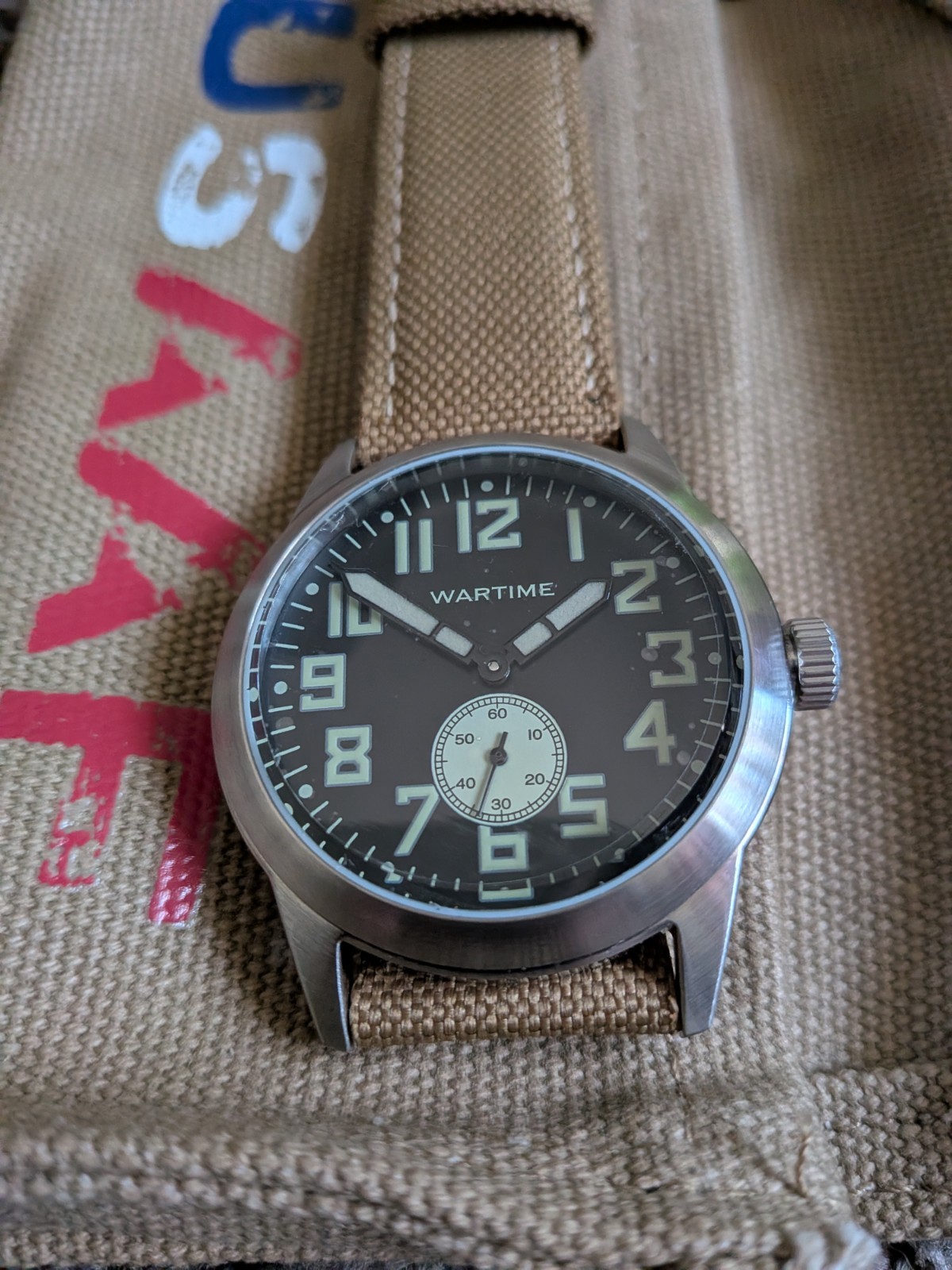 Wartime WW2 USAAF Swiss-Quartz Movement Canvas Strap 42MM Watch NEW