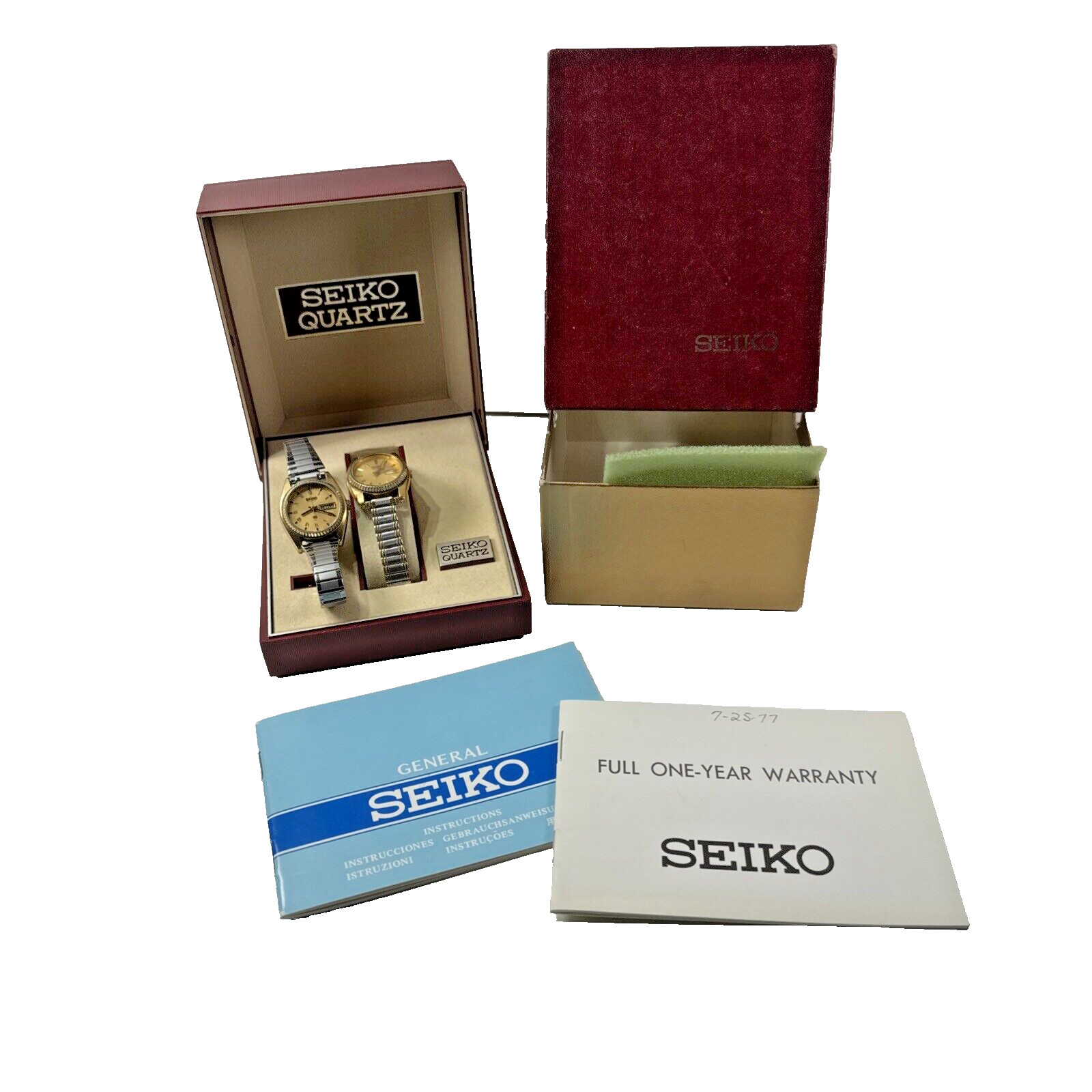 2X VTG 70s ESTATE Seiko Womens Quartz Watches 7N83-0041 &2626-0159 Day/Date READ