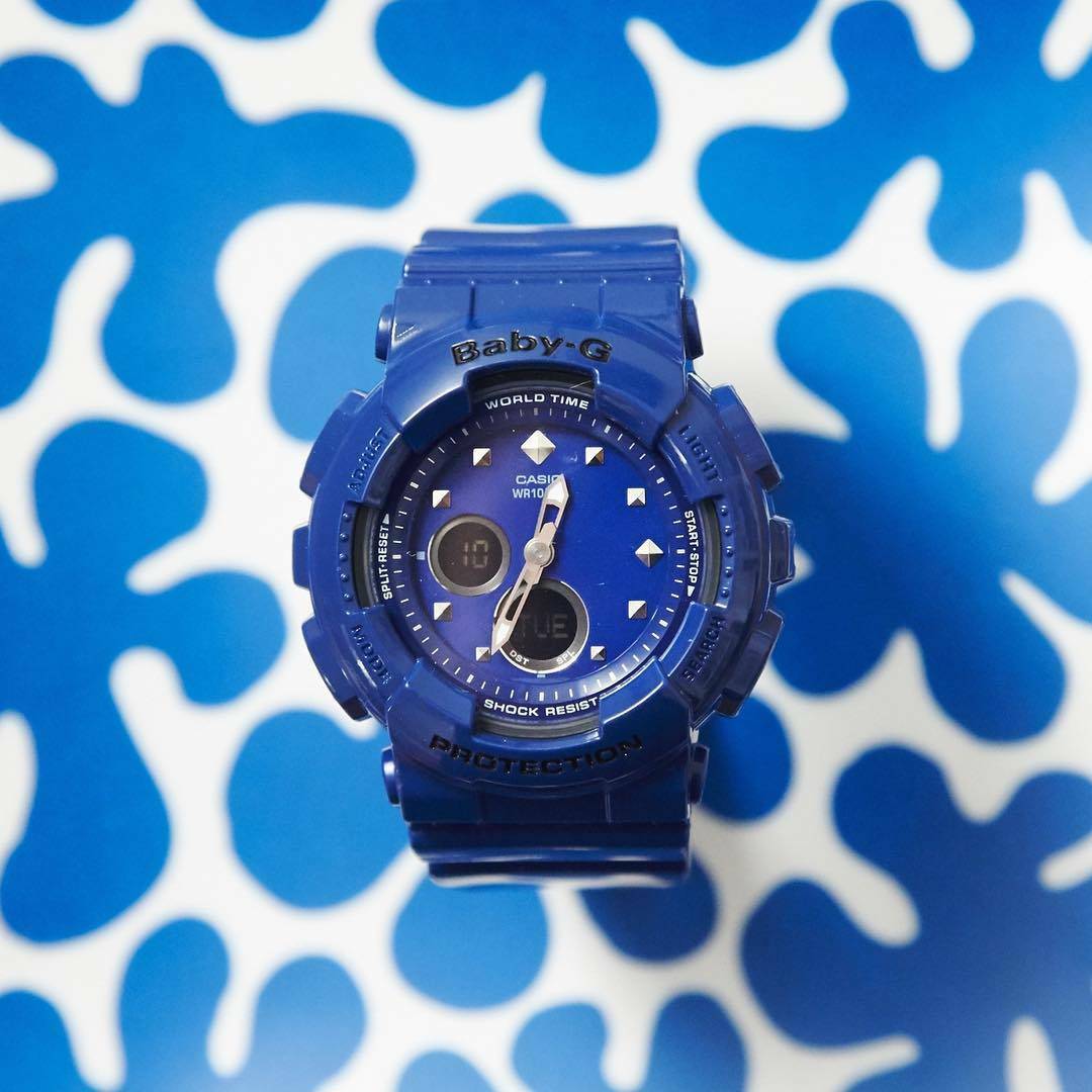Casio Baby-G BA-125-2A Analog Digital Blue Resin Strap Blue Dial Alarm Watch