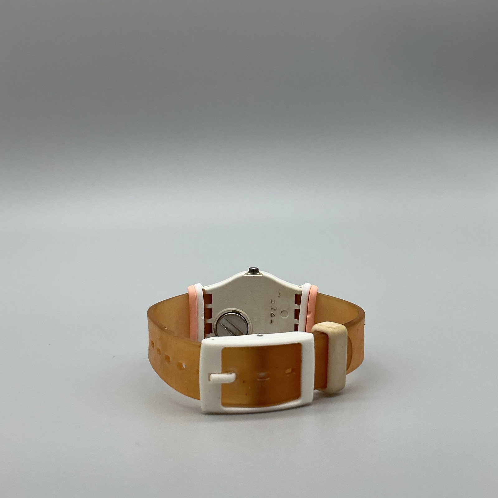 Vtg Swatch Raspberry Womens Watch 25mm White Blue Dial Brown Strap New Battery
