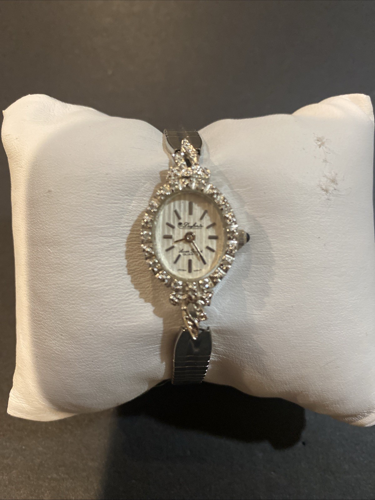 Vintage Dufonte Lucien Piccard Quartz Genuine Diamonds Bezel Ladies Dress Watch