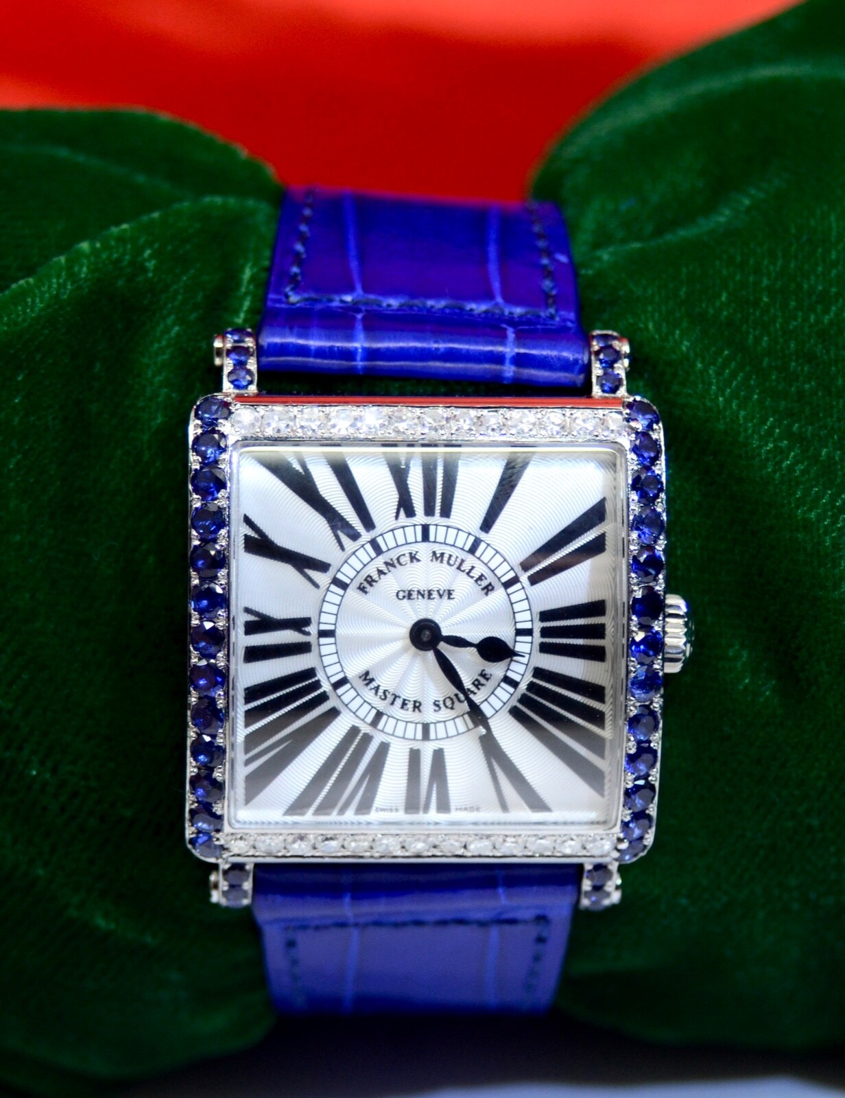 Franck Muller Master Square 6002 M QZ R SS watch w Diamonds,Sapphires box&papers