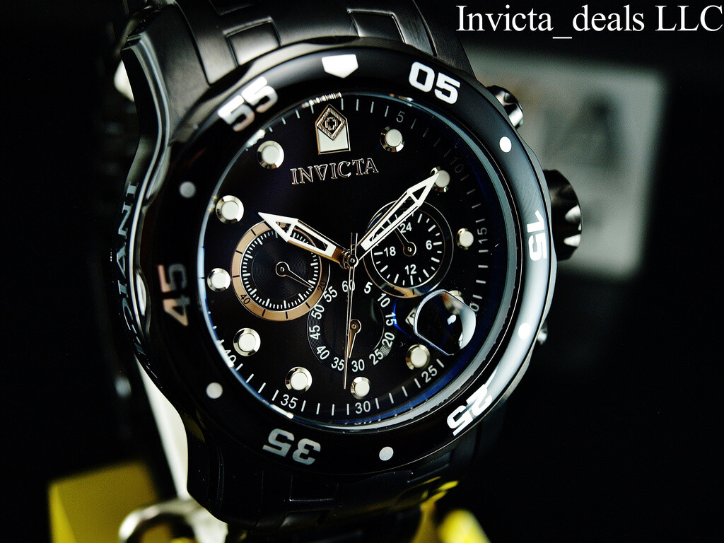 NEW Invicta Men’s 48mm Pro Diver SCUBA Chronograph COMBAT Triple Black SS Watch