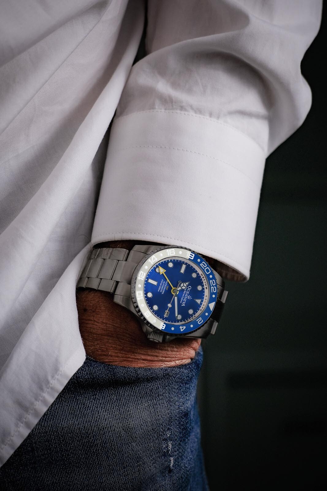 Oceaneva Men’s Deep Marine Explorer GMT Watch 1250M Ceramic TITANIUM