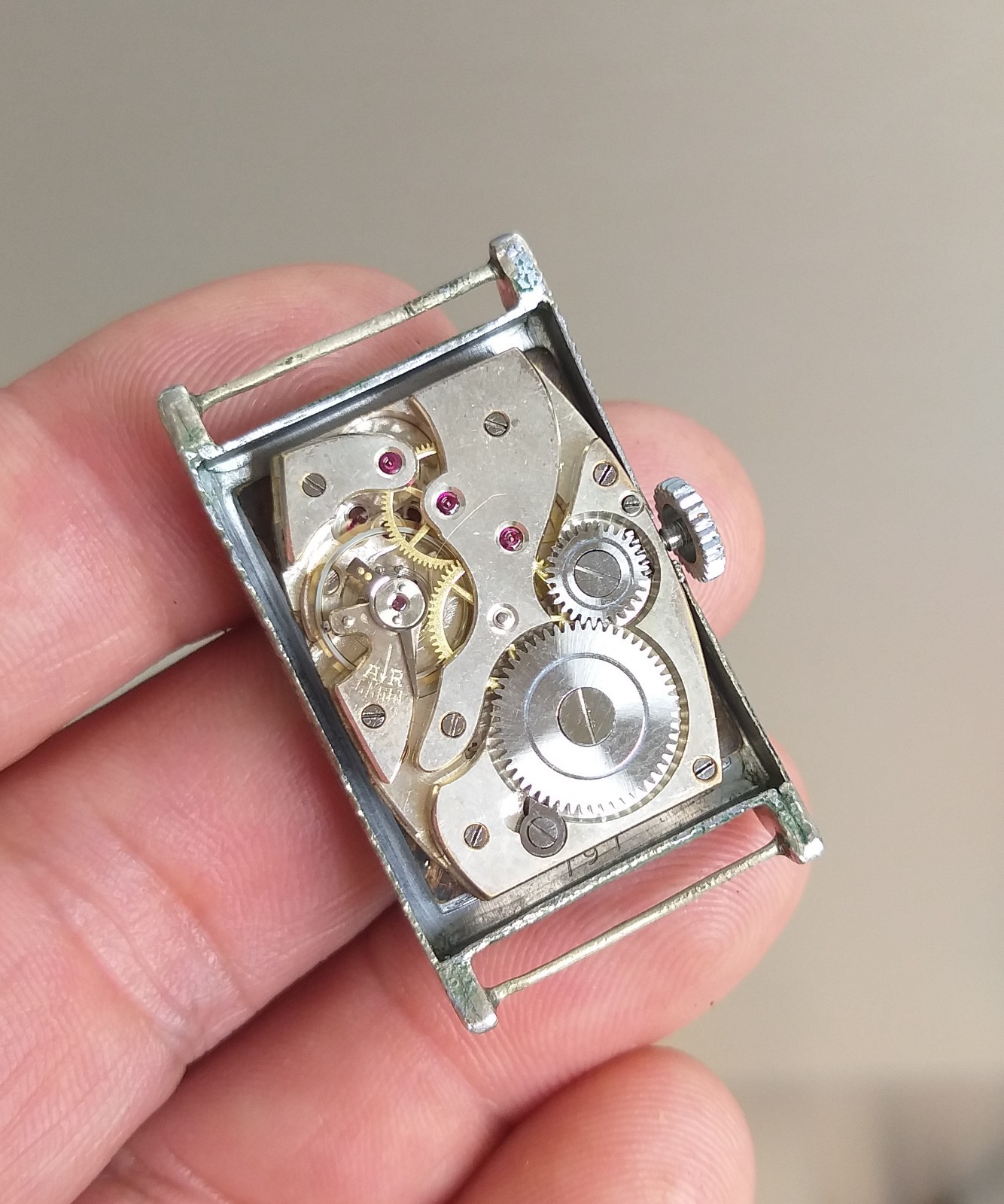 Vintage 1930’s 1940’s WWII Era Rectangular Tank Watch Tropical Dial