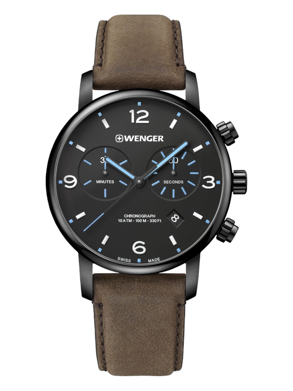 Wenger Swiss Army Men’s 01.1743.112 Urban Metro Chrono Black Dial Watch 44mm