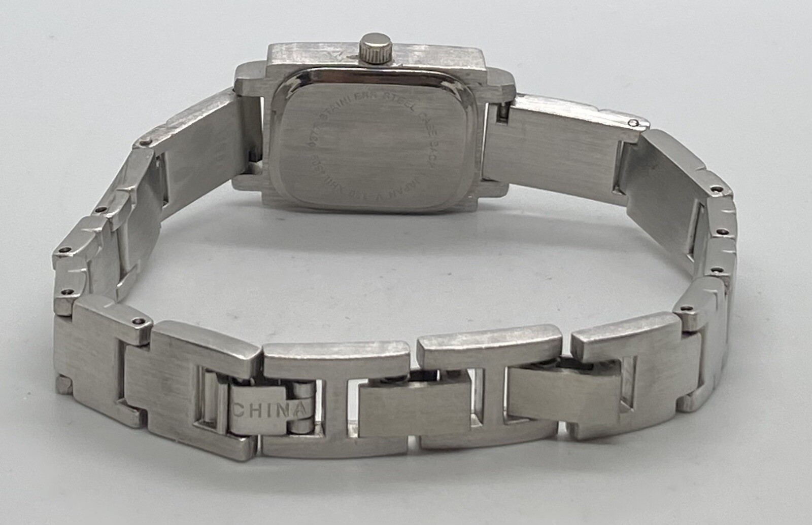 Ladies Watch With Fresh Battery Blue Rectangular Dial Matte Silver Fits 7-7.5”