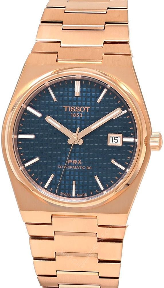 TISSOT PRX Powermatic 80 40MM Blue Dial Rose Gold PVD Watch T137.407.33.041.00