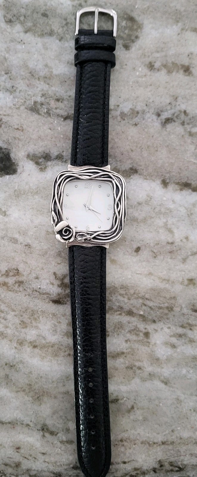 STERLING SILVER WATCH ISRAEL OR PAZ 925 BEZEL & MOTHER OF PEARL FACE DIAL.