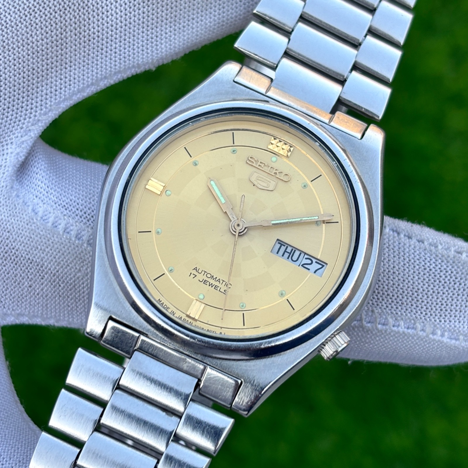 Vintage Seiko 5 Golden Sunburst Dial Automatic Japan Made Men’s Watch 7009-3171