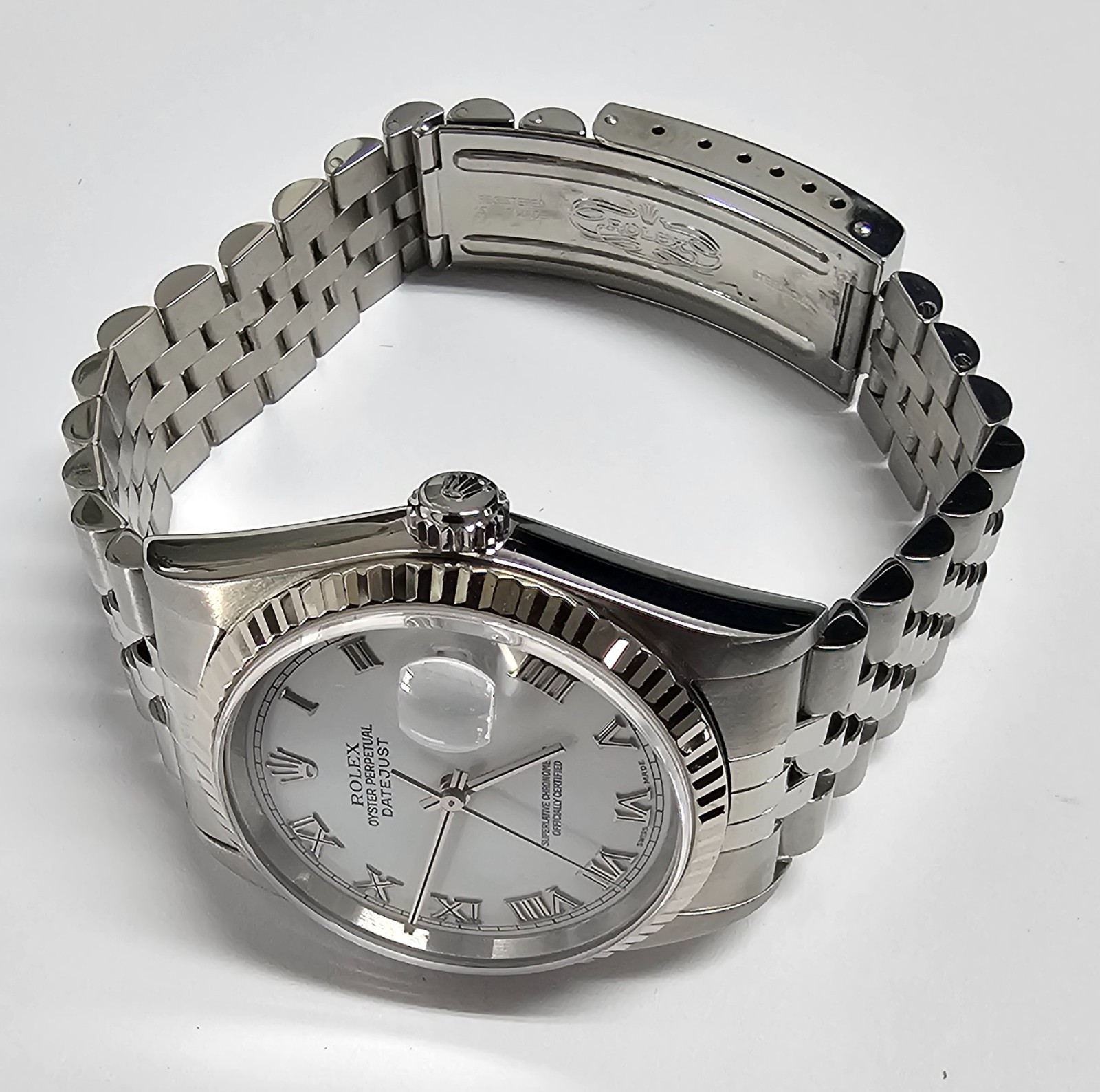 Rolex Datejust 36mm Jubilee Steel Silver Roman White Dial Automatic Watch 16234
