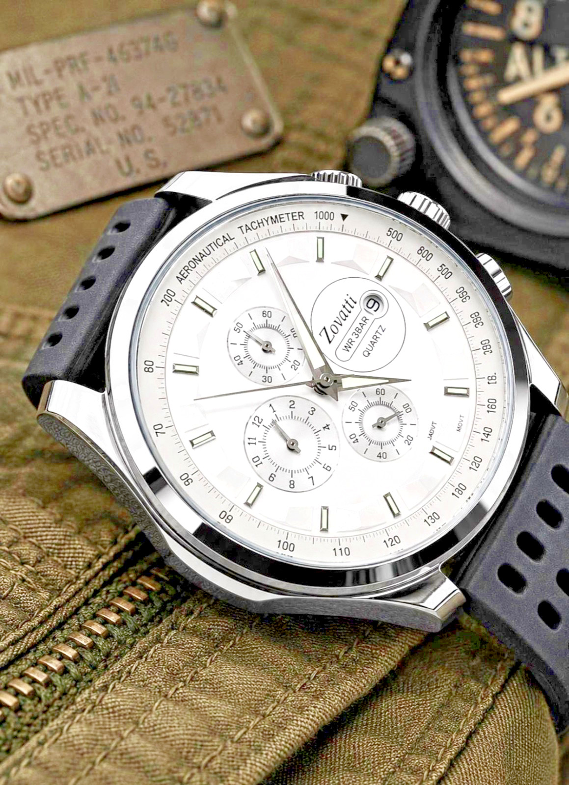 Military – Pilot – Zovatti Aeronautica Dual Tachymetere – 3ATM – Quartz