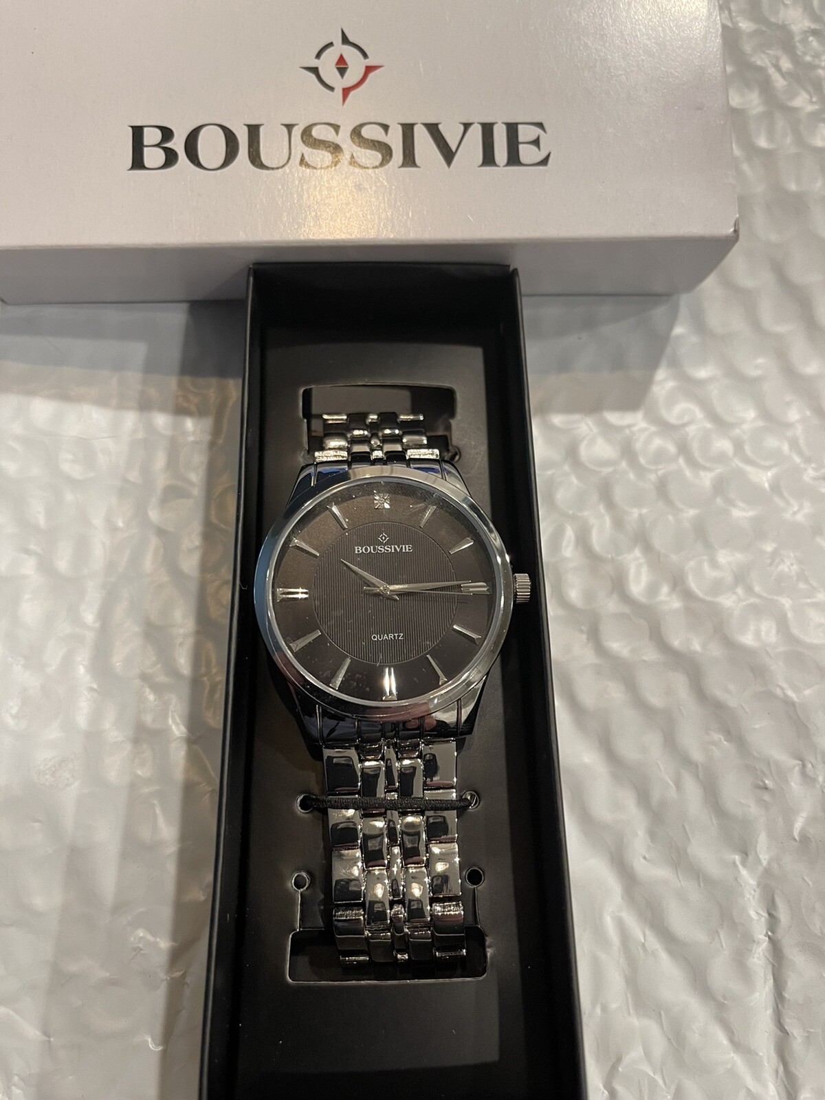 Watch Black And Silver Wristwatch Fast shipping New MENS