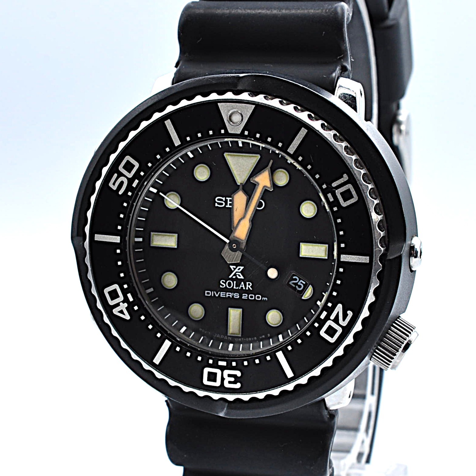 Seiko Prospex V147-0BG0 SNE537 Solar Tuna Diver’s 200m Black Men’s Auth w-1391