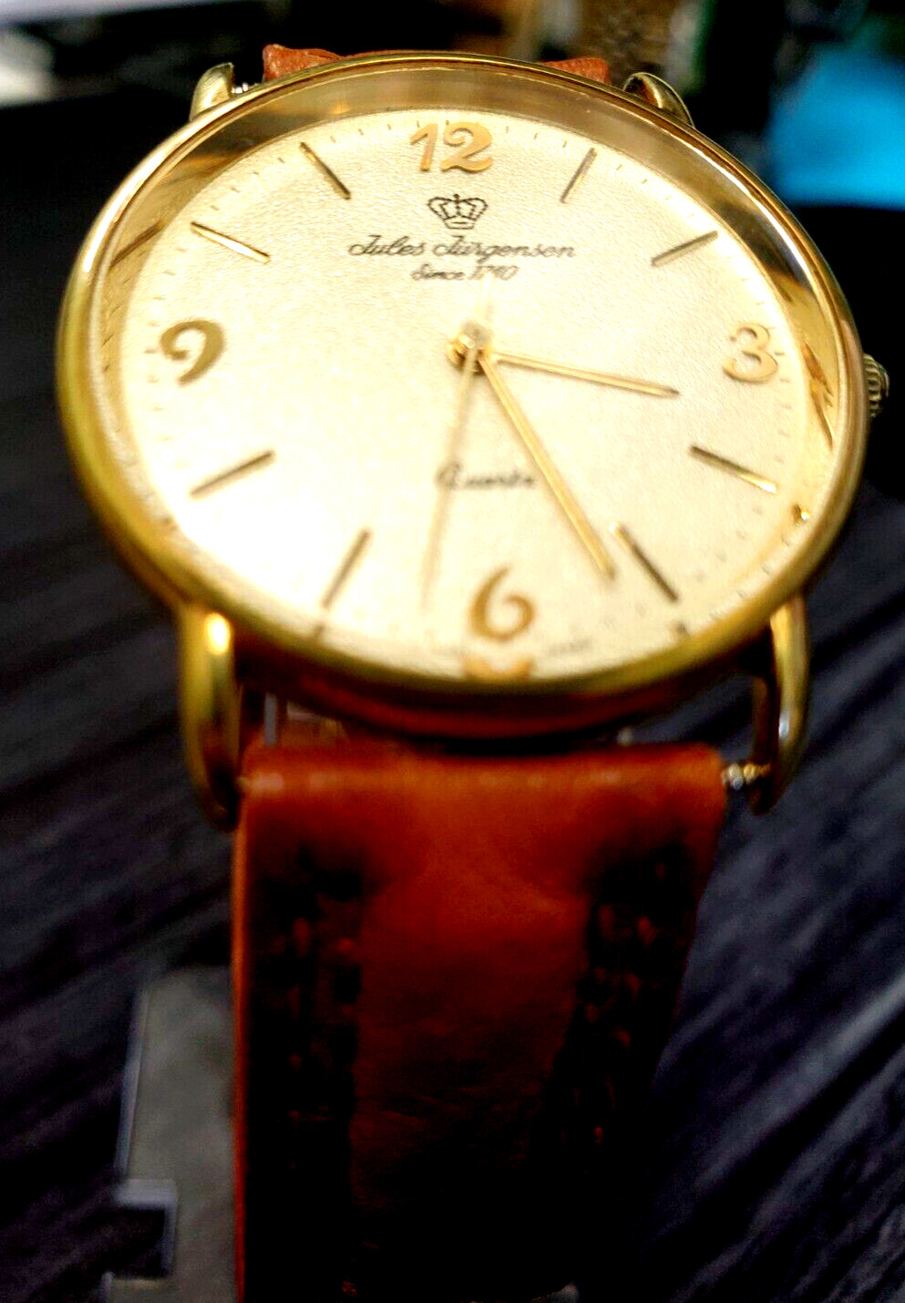 Rare Vintage Jules Jurgensen Gold Men’s 4673 Champaign Quartz Date Wristwatch!