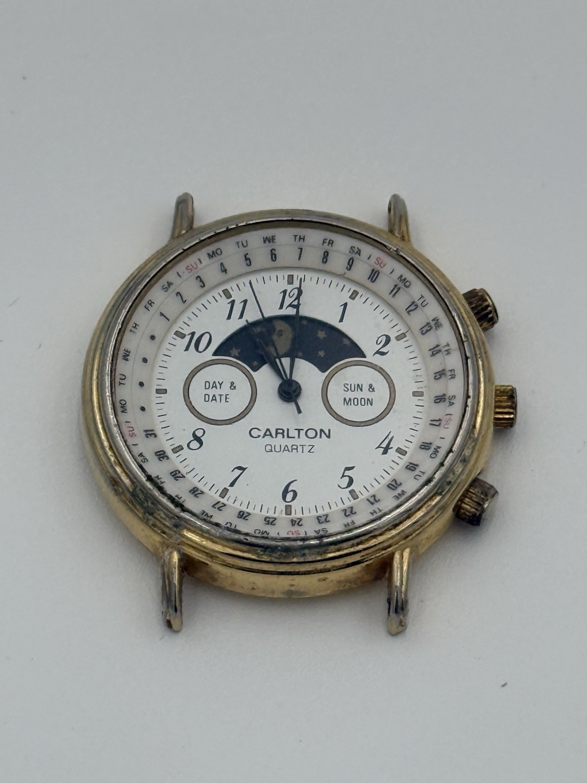 Vintage Carlton Lunar Perpetual Calendar Moon Phase Watch – Untested