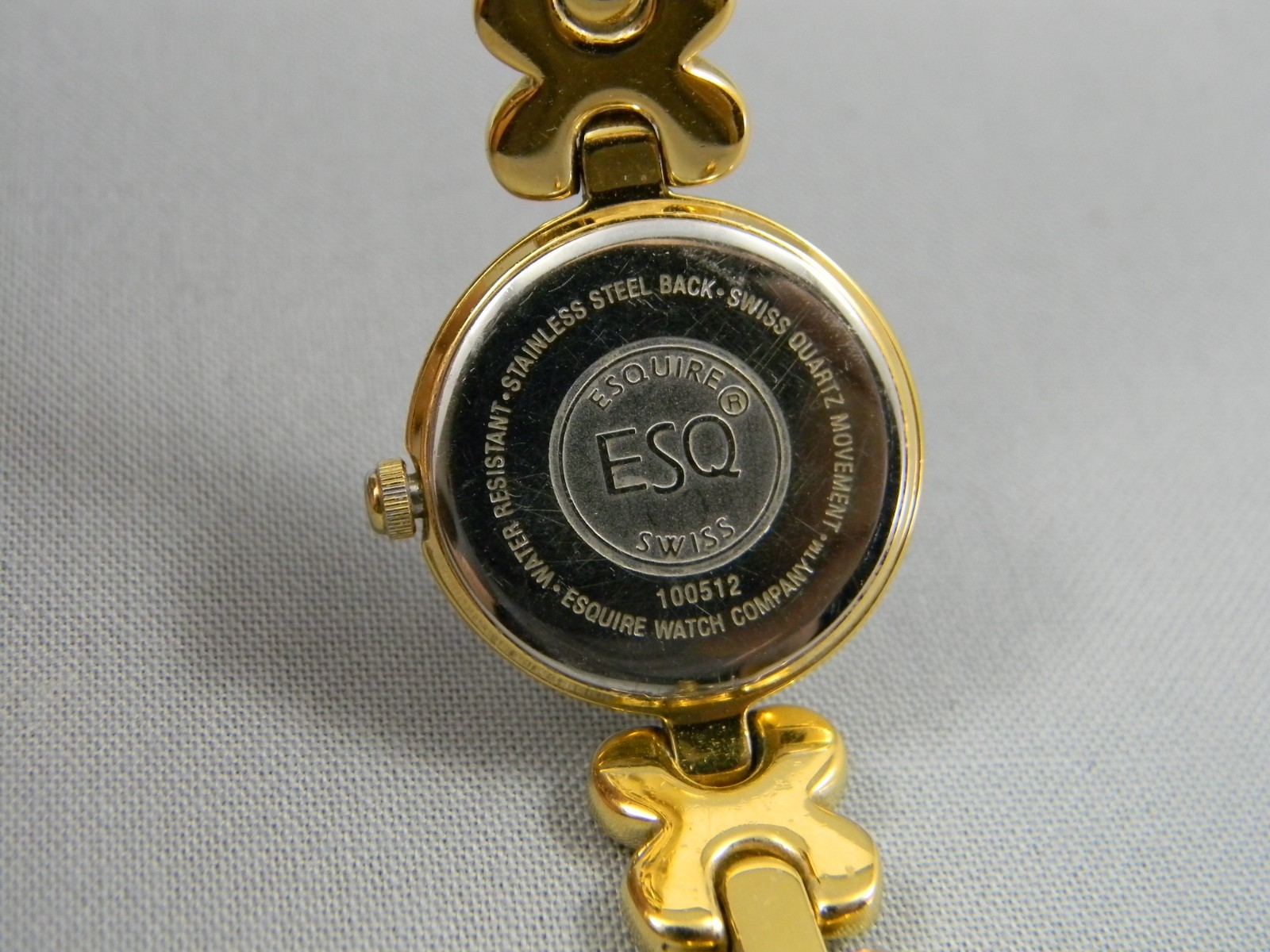 ESQ Swiss Watch Women 4 Jewel 23mm Gold Tone Clasp Band New Battery 6.75″