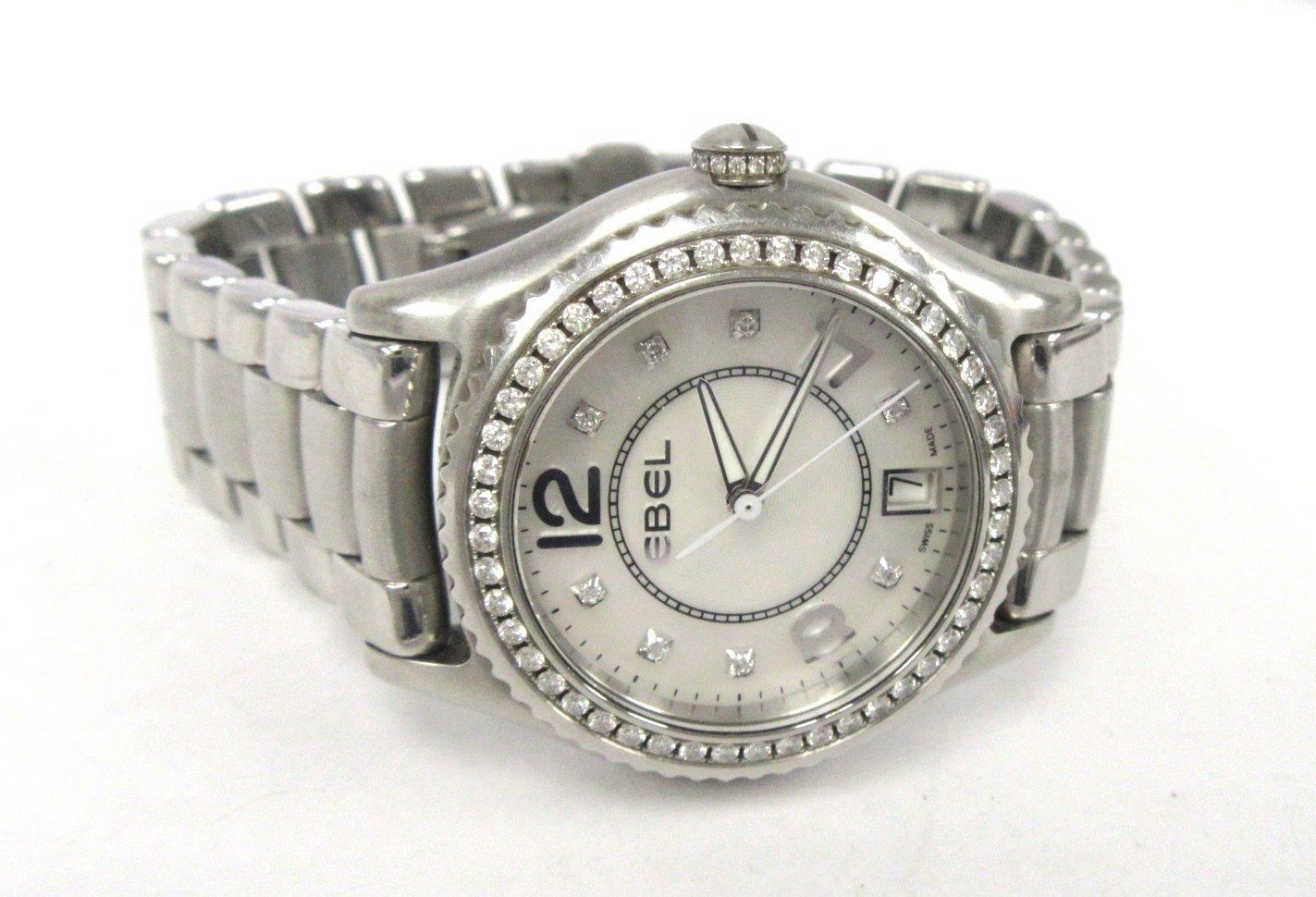 EBEL Ladies Quartz Bracelet Watch w Diamond Bezel – 021141015S – Fits 6.75″